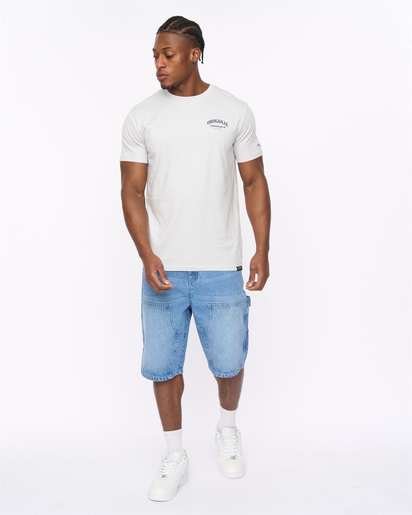 Mens Teleman Denim Shorts Light Wash