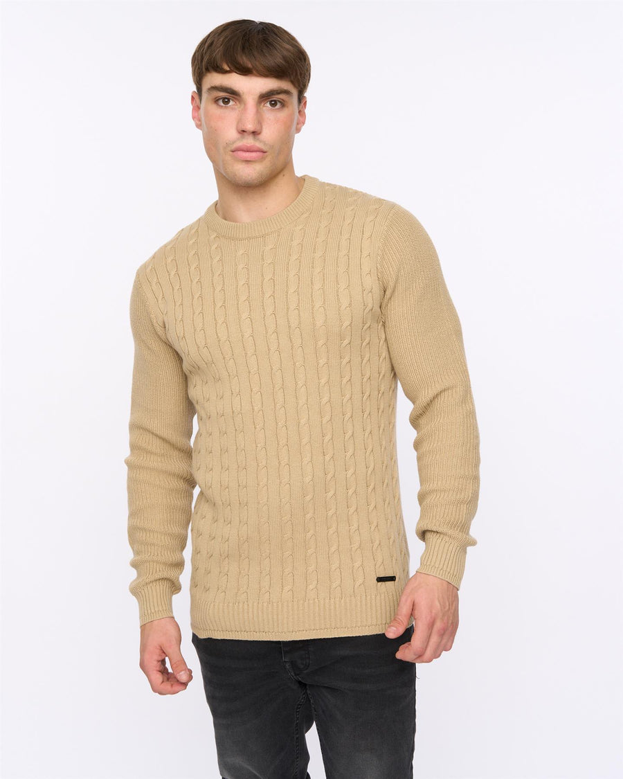 Mens Kabstars Cable Knit Stone