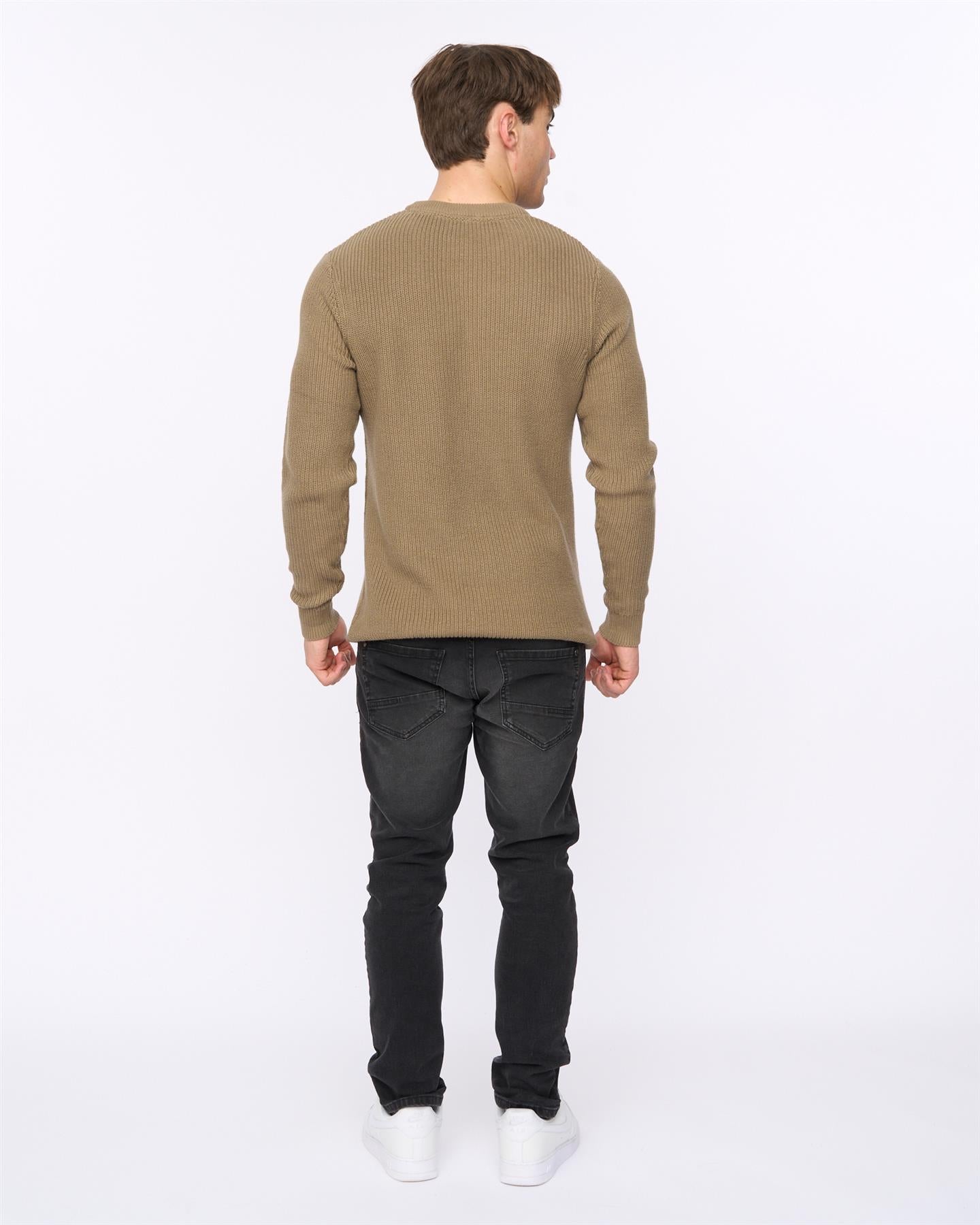 Mens Jampster Crew Knit Taupe
