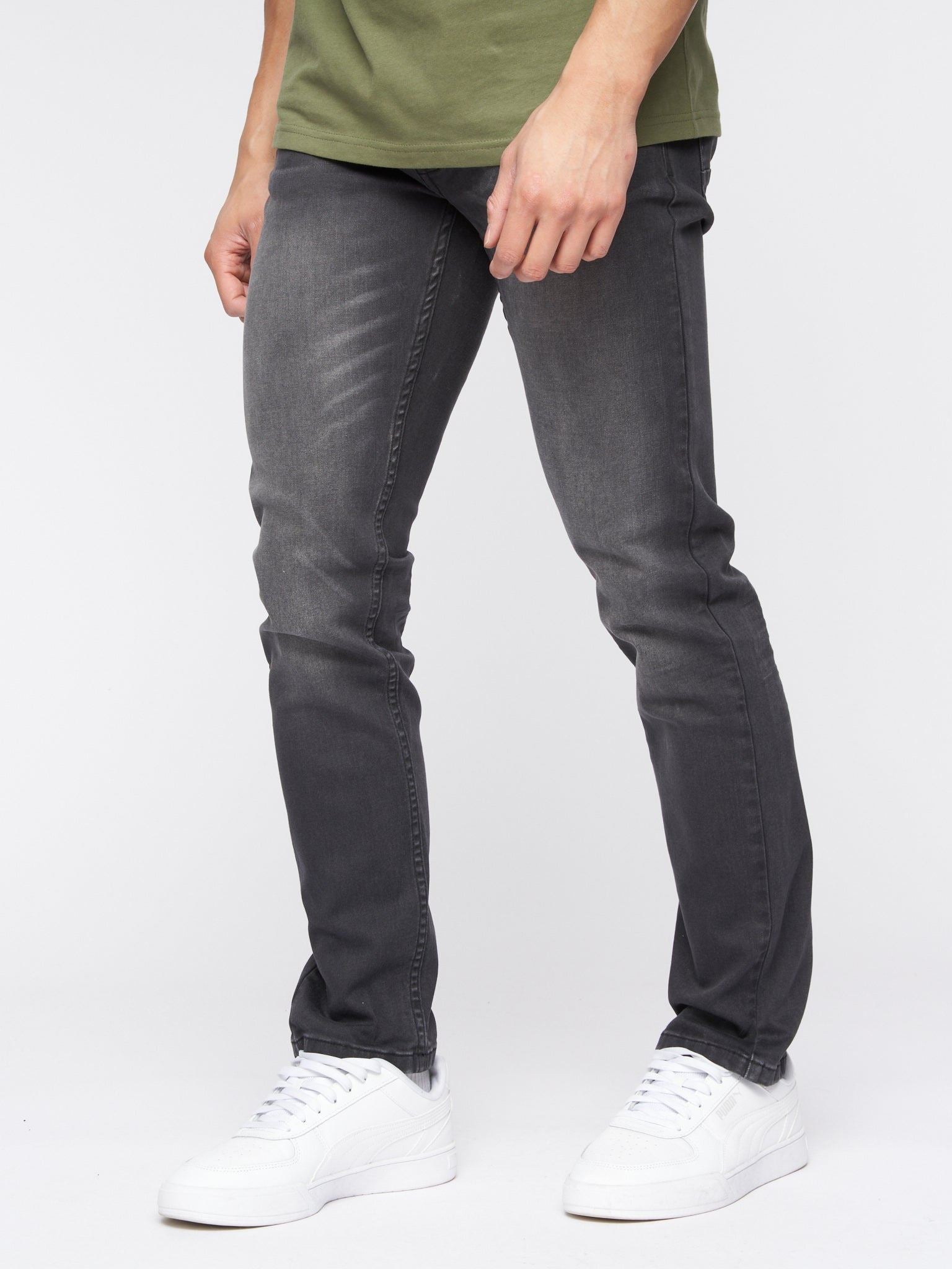 Crosshatch Mens Malcolm Slim Fit Jeans Dark Charcoal