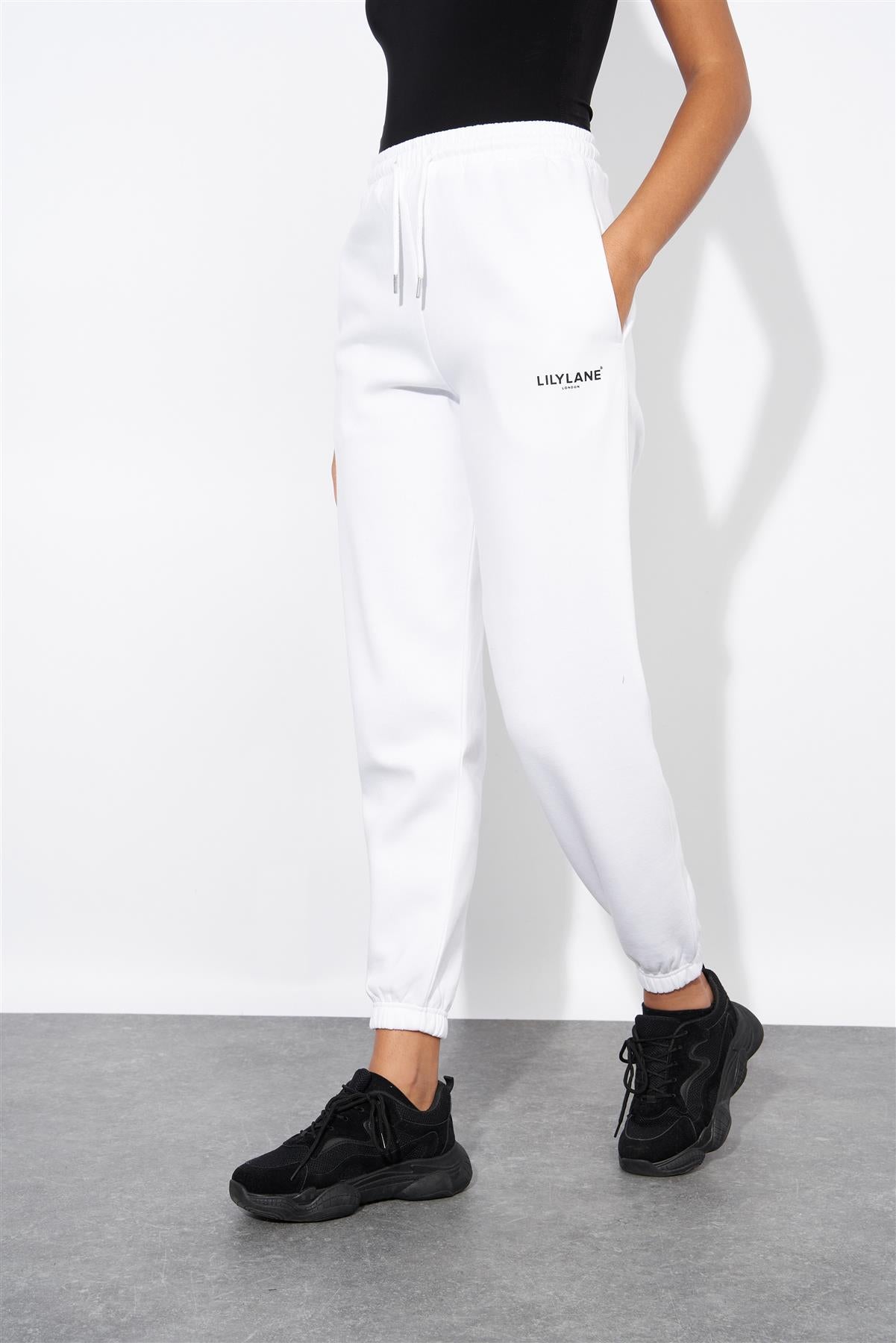 Ladies Lily Lane Daleyza Joggers White