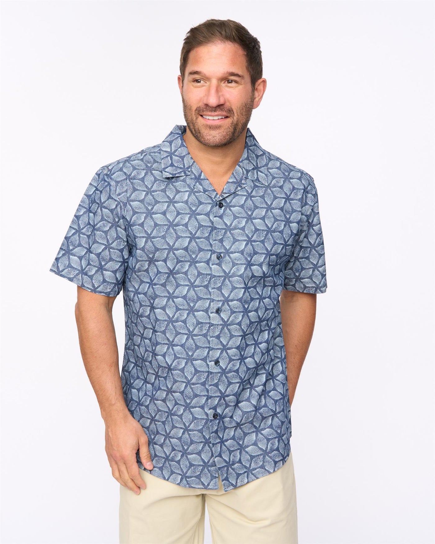 Mens Caladium Short Sleeve Shirt Blue