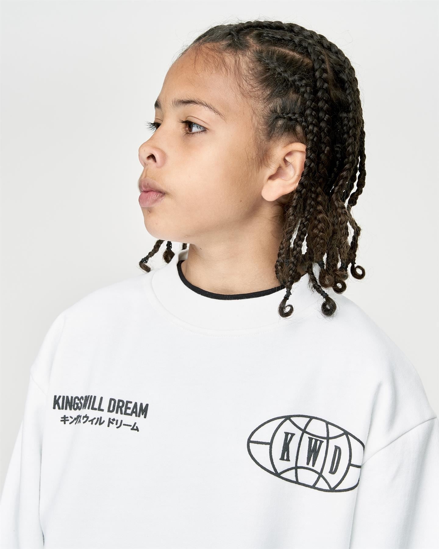 Kids Boys Studio Duo Line Crew Sweat Optic White