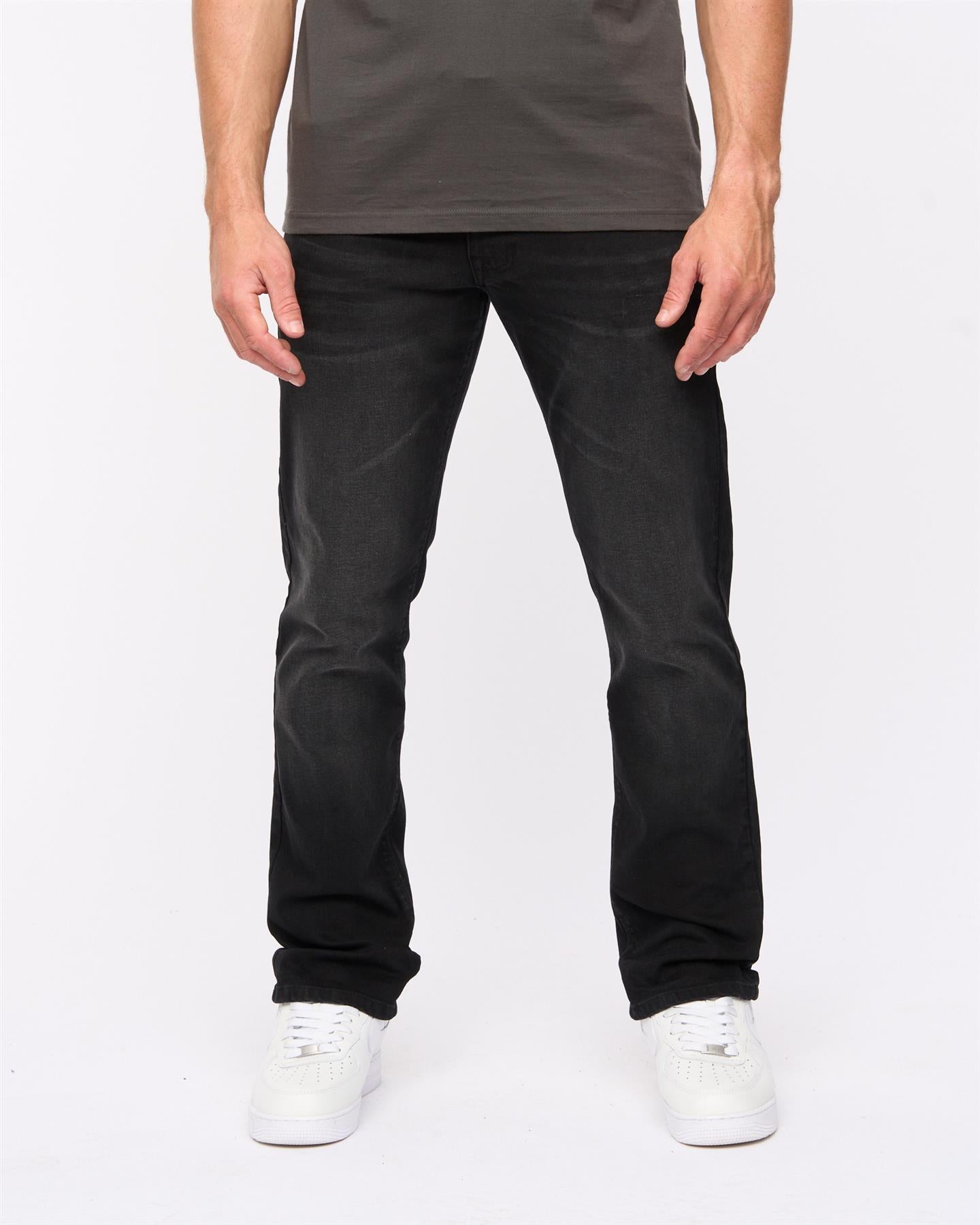 Crosshatch Mens Cadman Straight Jeans Black Wash