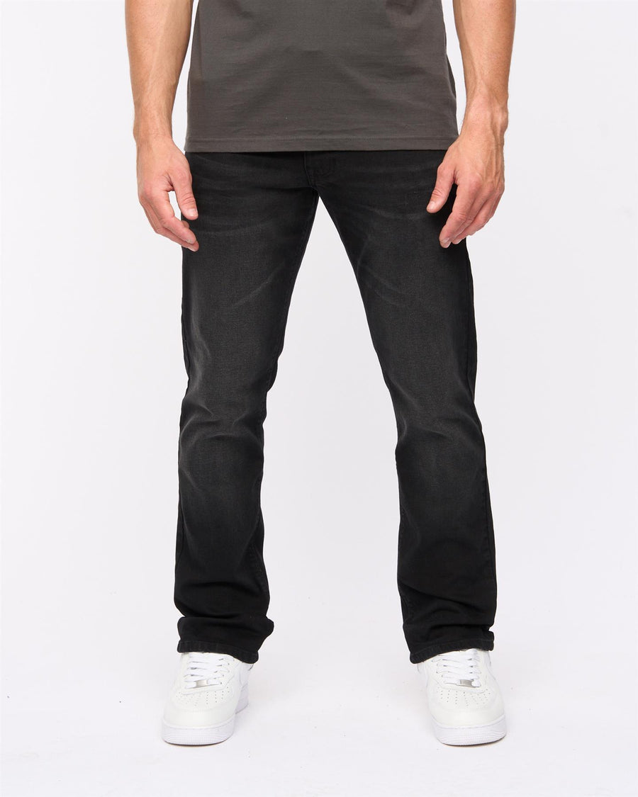 Crosshatch Mens Cadman Straight Jeans Black Wash