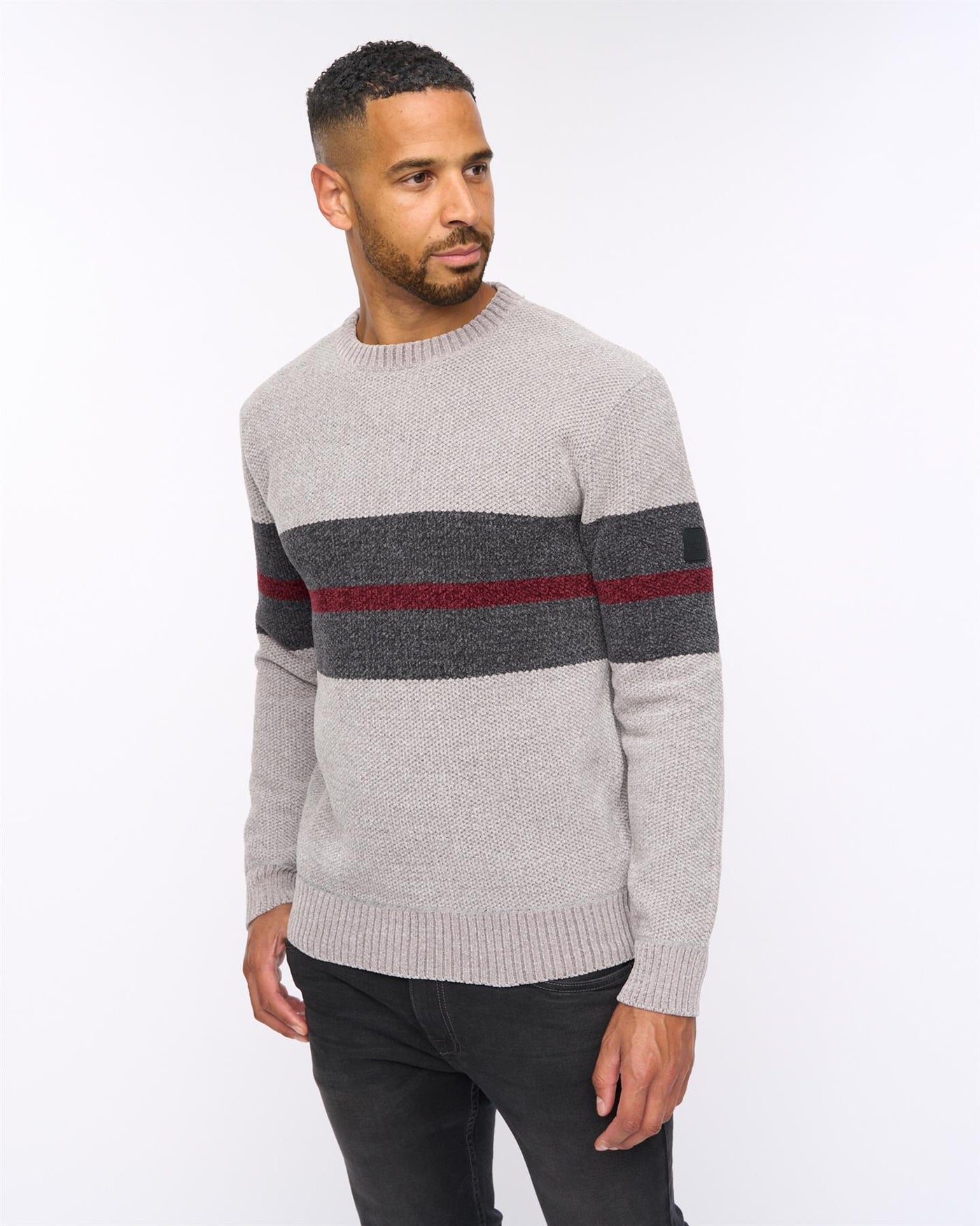 Mens Maskell Crew Knit Light Grey