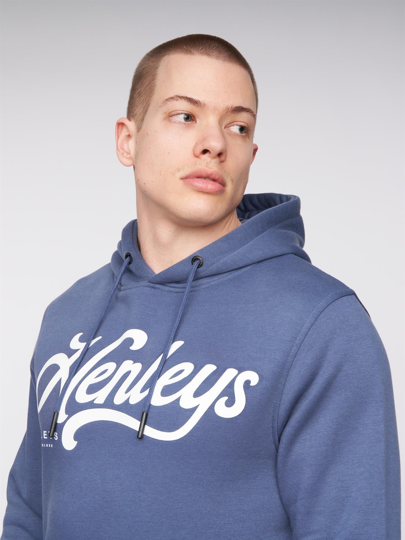 Mens Scripthen Hoodie Deep Blue