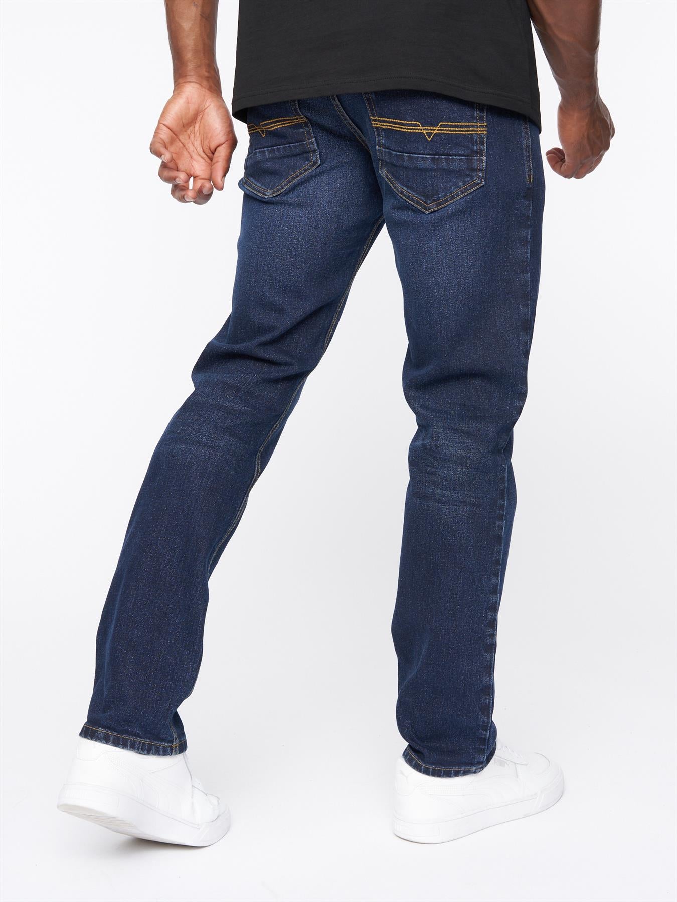 Mens Chas Straight Fit Jeans Dark Wash