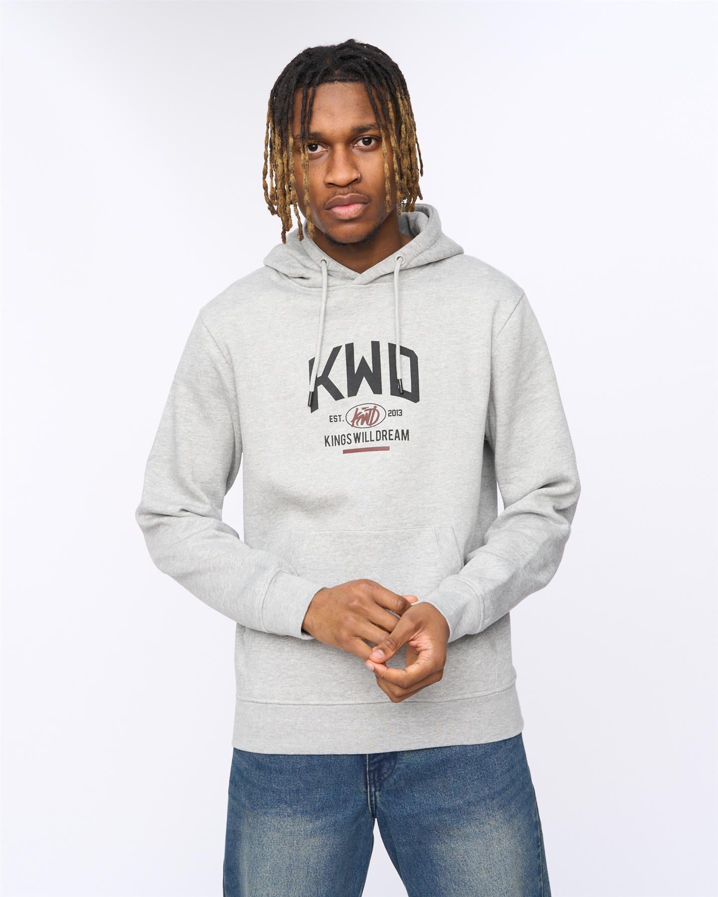 Mens Tattooed Hoodie Grey Marl