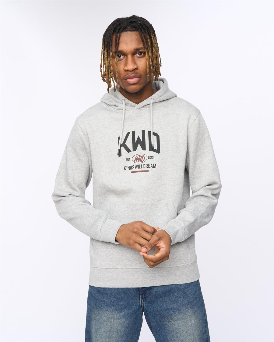 Mens Tattooed Hoodie Grey Marl