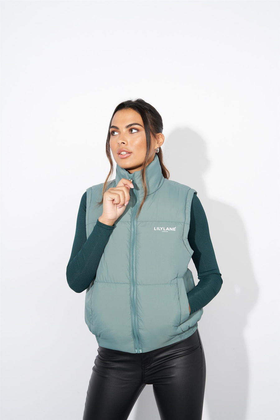 Ladies Lily Lane Jimena Crop Gilet Sage