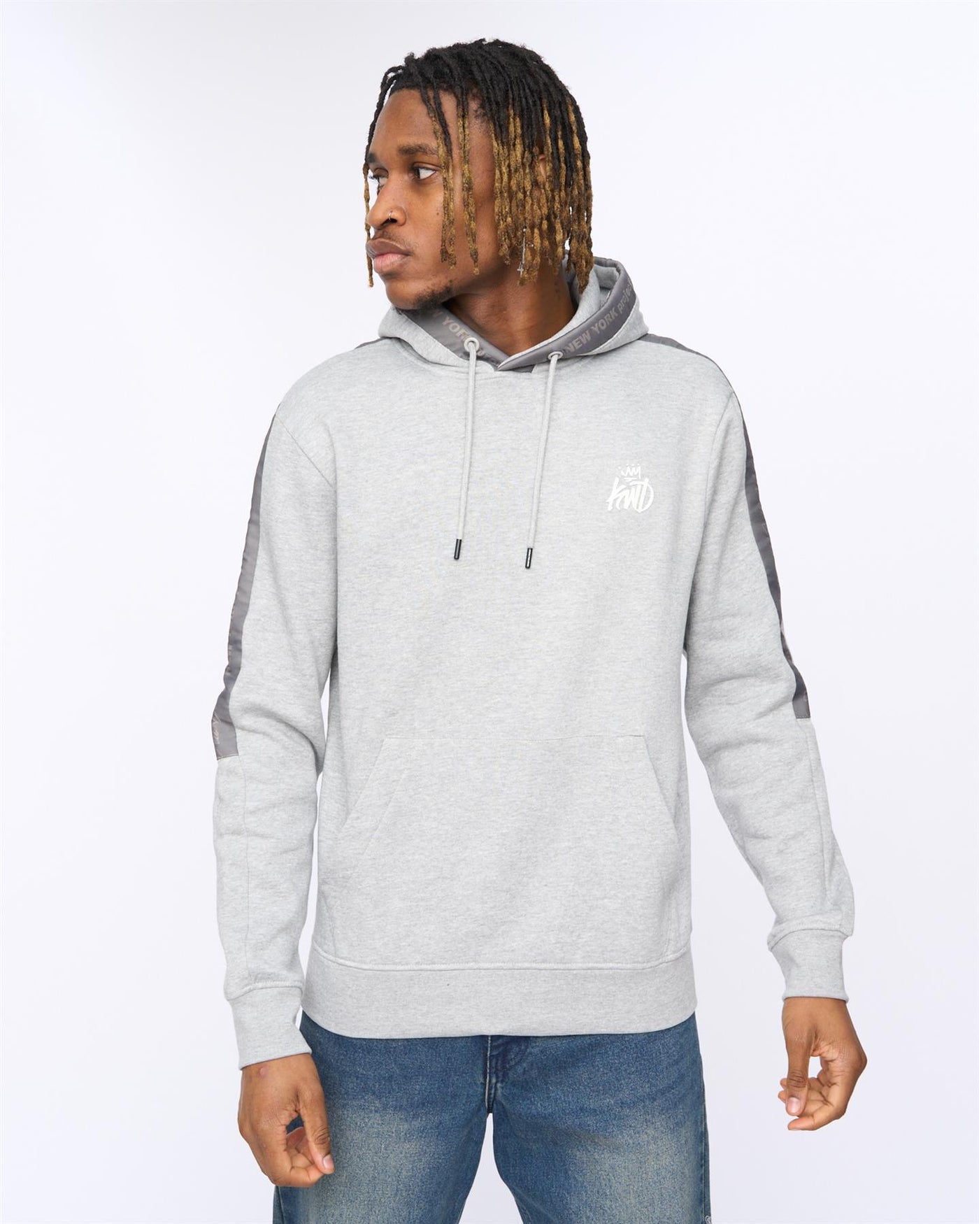 Mens Tapelny Hoodie Grey Marl