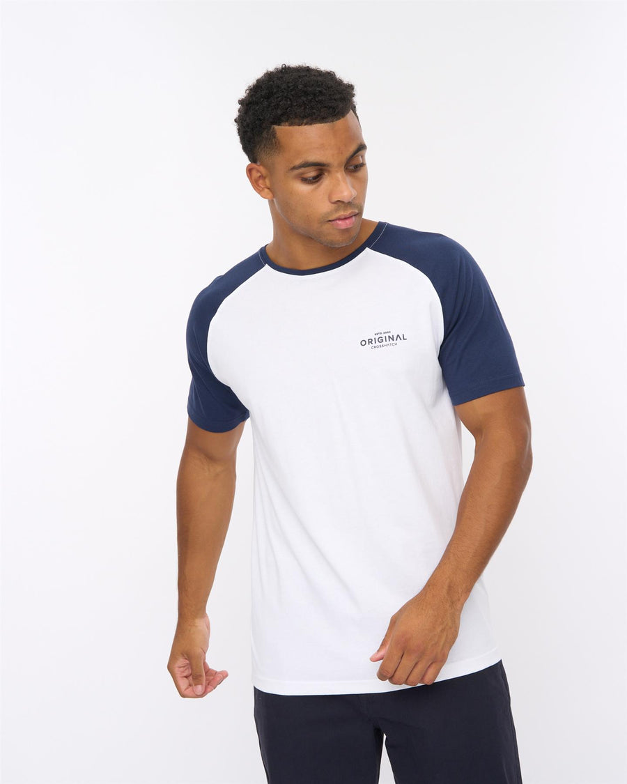 Mens Meza T-Shirt White/Navy