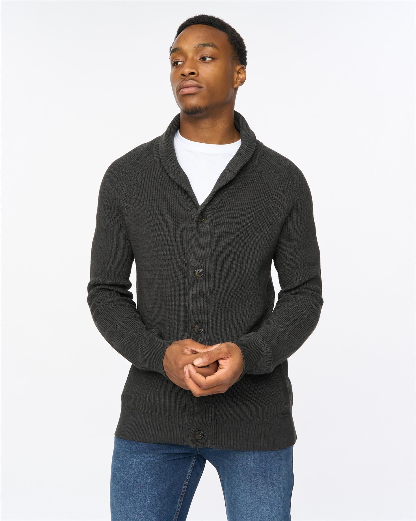 Mens Venosa Shawl Cardigan Charcoal