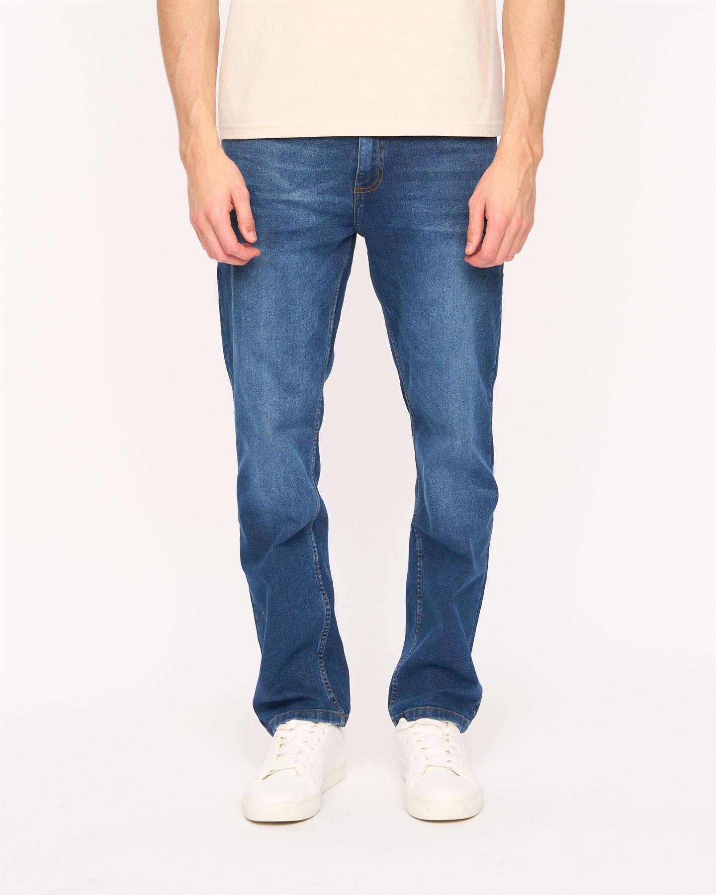 Mens Elix Straight Leg Jeans Mid Wash