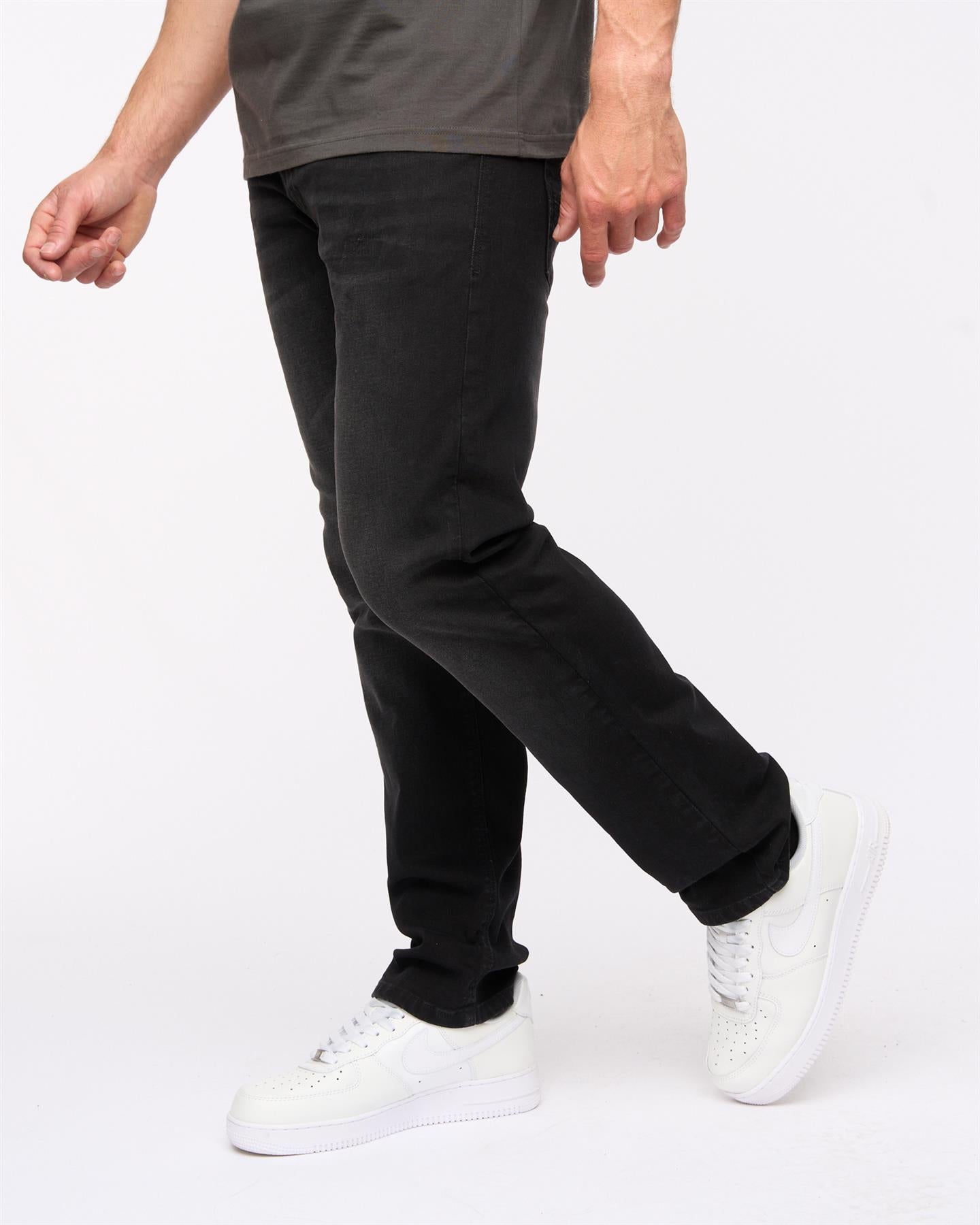 Crosshatch Mens Cadman Straight Jeans Black Wash
