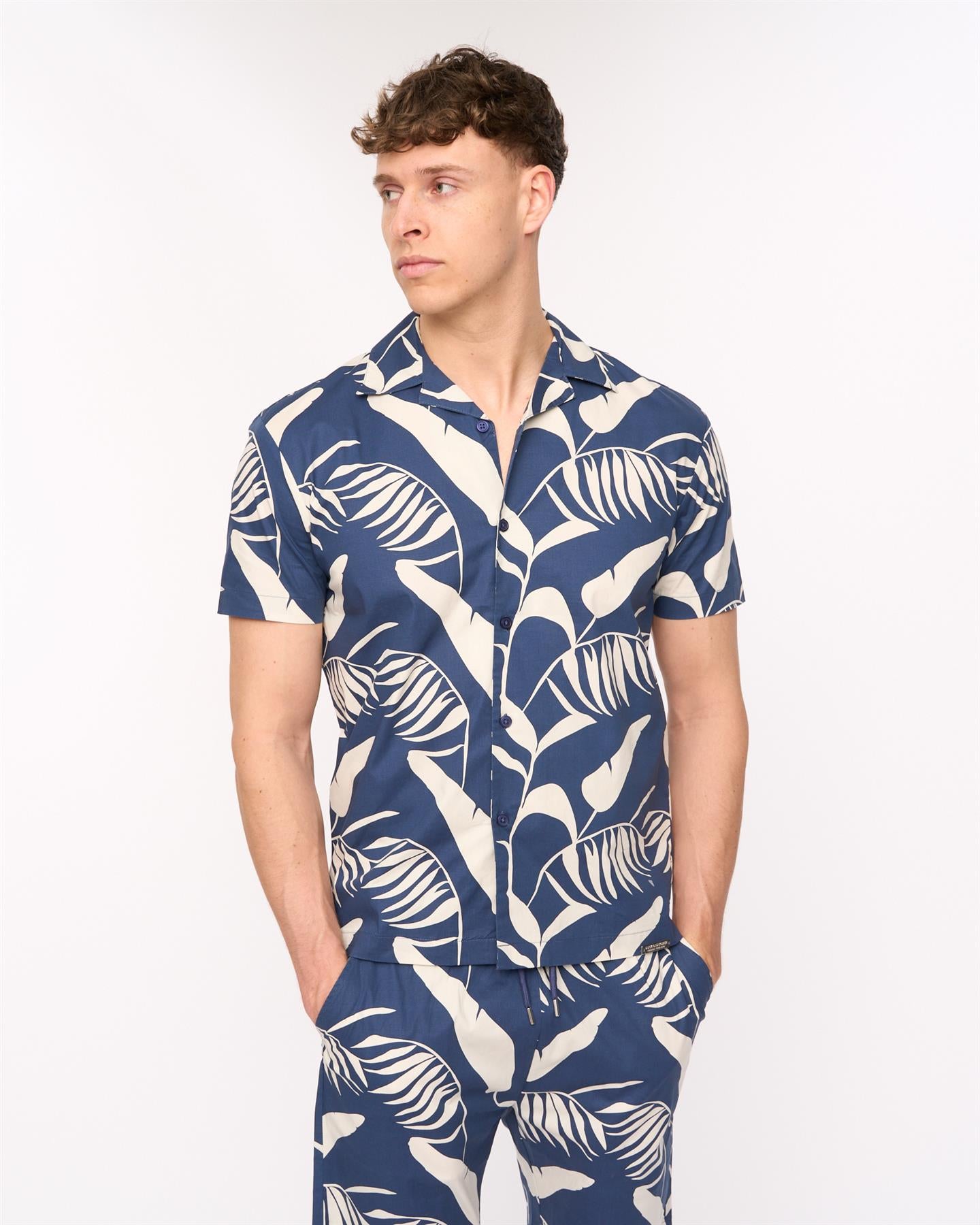 Mens Hopkinton Shirt & Shorts Set Navy