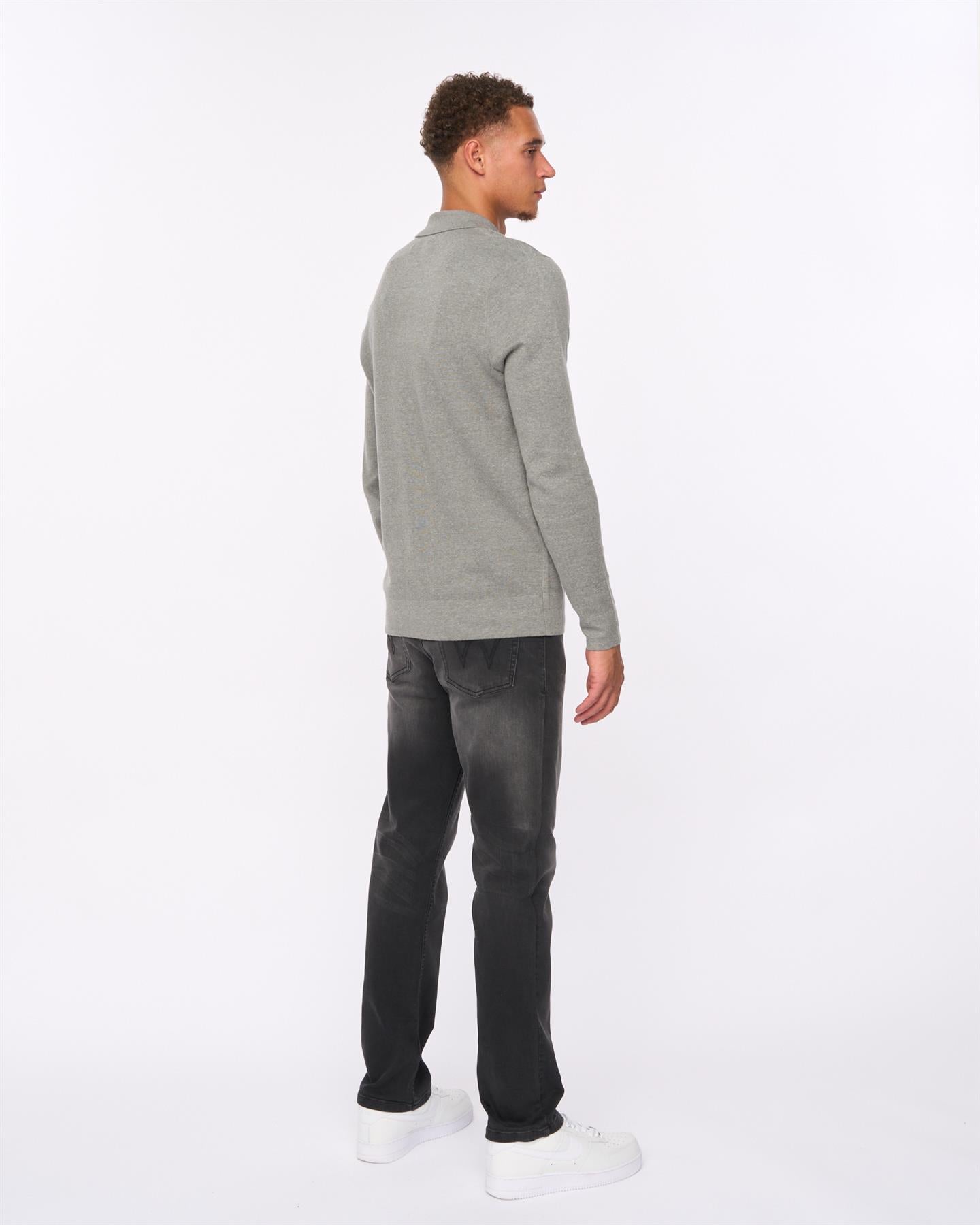 Mens Melfi Zip Thru Knit Grey Marl