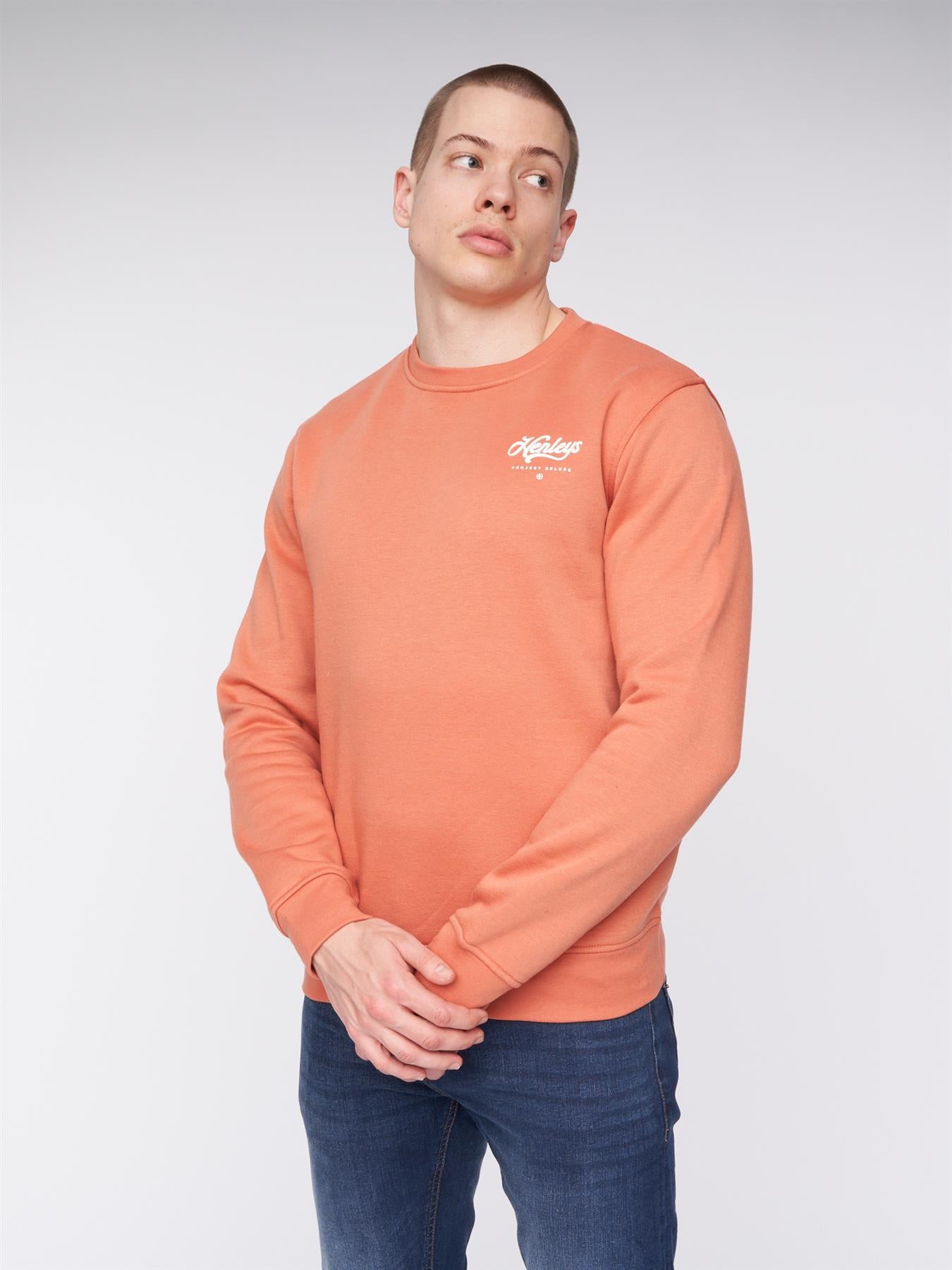 Mens Scripthen Crew Sweat Brick Red