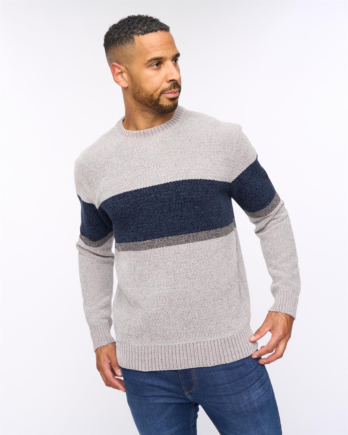 Mens  Kirkman Crew Knit Light Grey