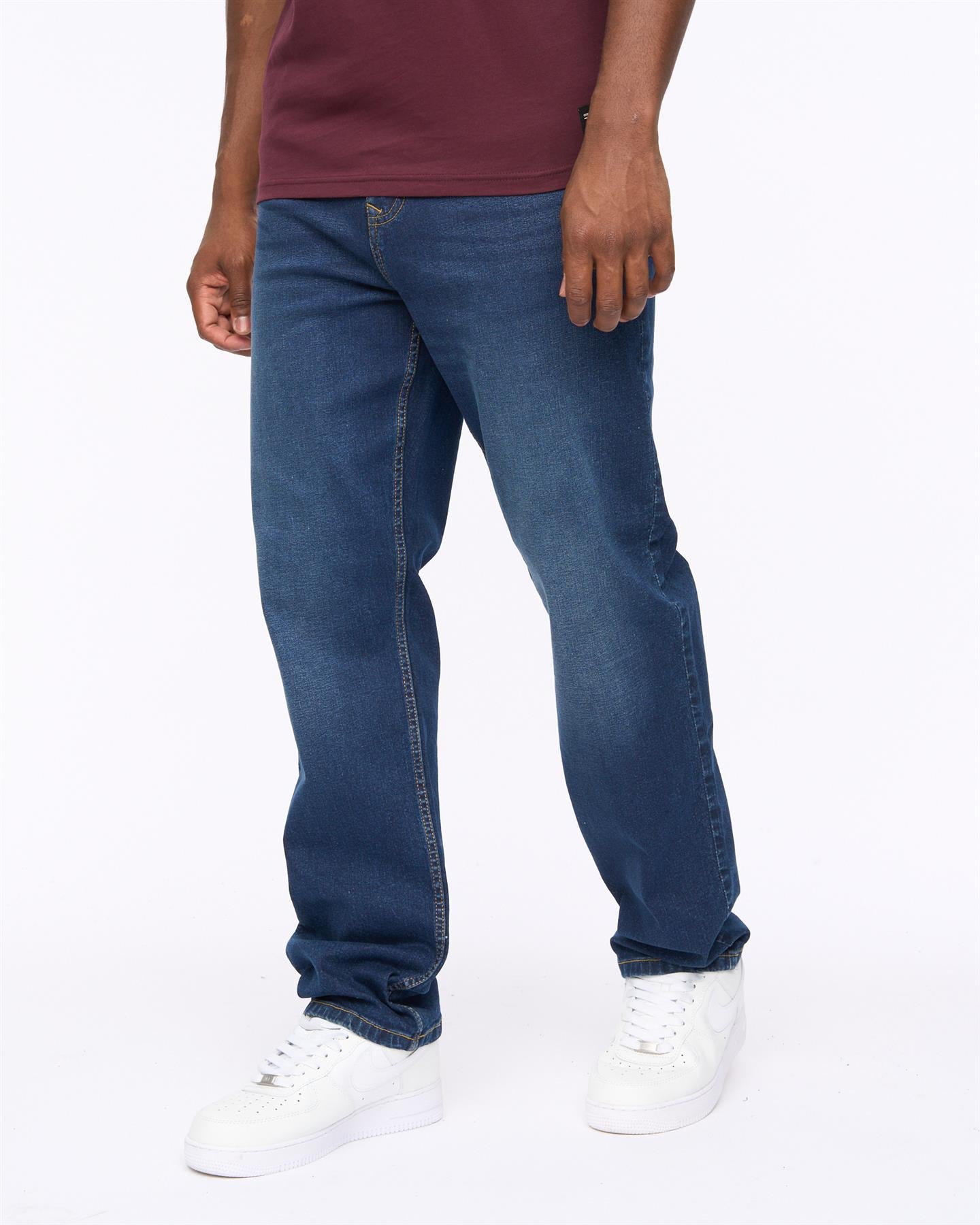 Mens Detendu Relax Fit Jeans Dark Wash