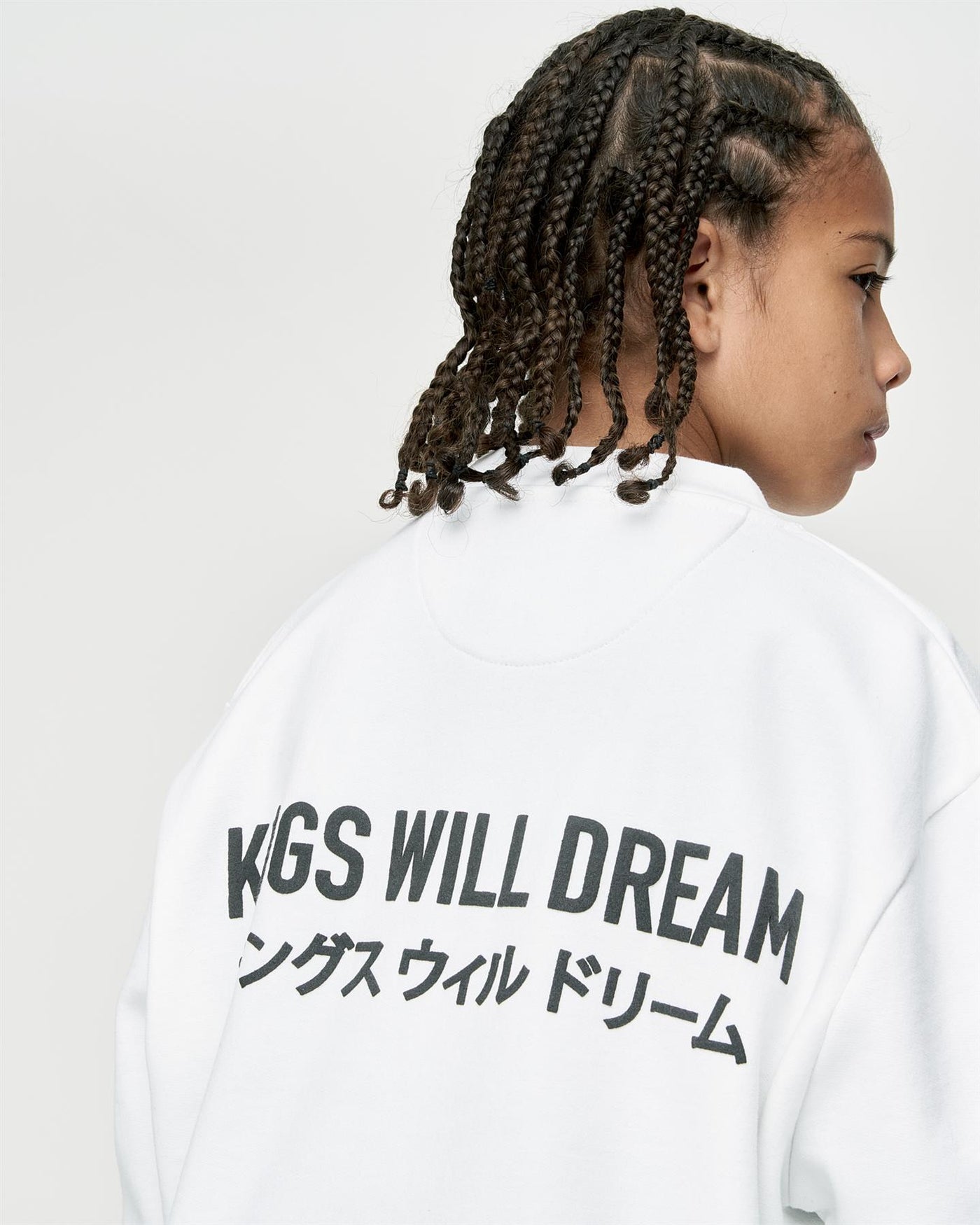 Kids Boys Studio Duo Line Crew Sweat Optic White