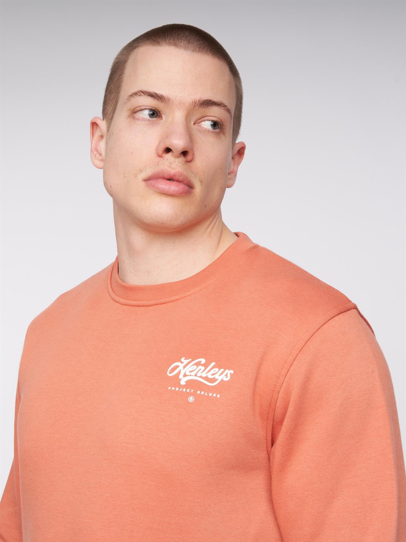 Mens Scripthen Crew Sweat Brick Red