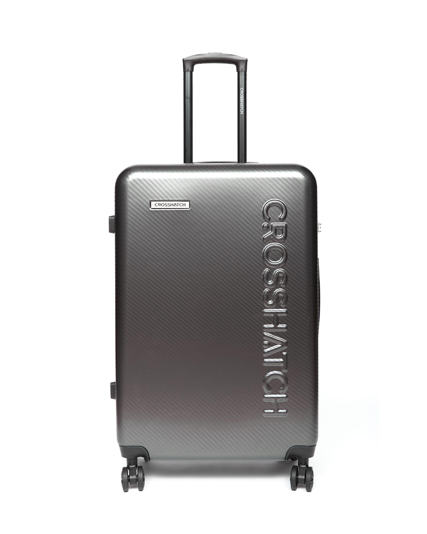 Mens Escapade Embossed Suitcase 3pk Charcoal