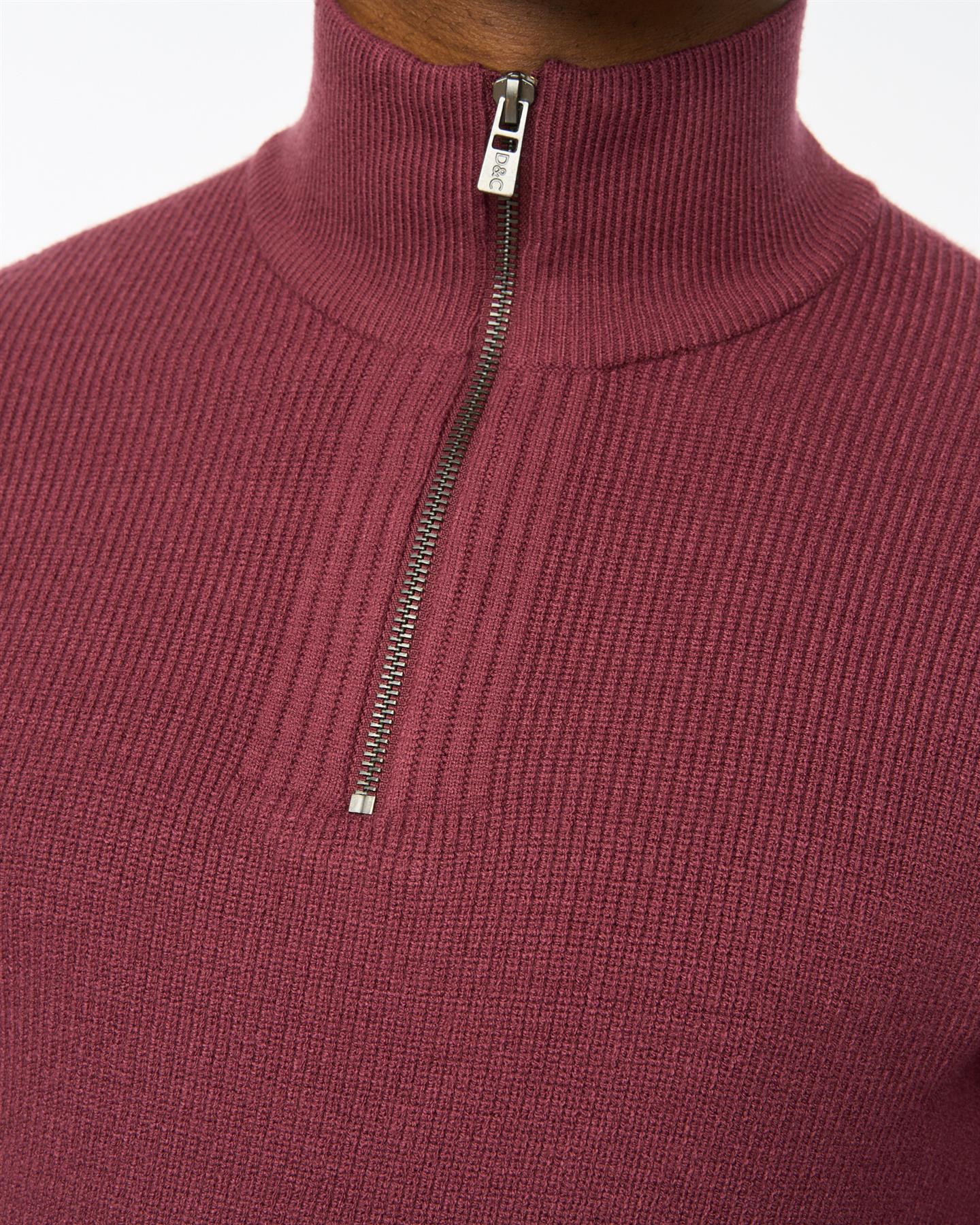 Mens Potenza 1/4 Zip Knit Raisin