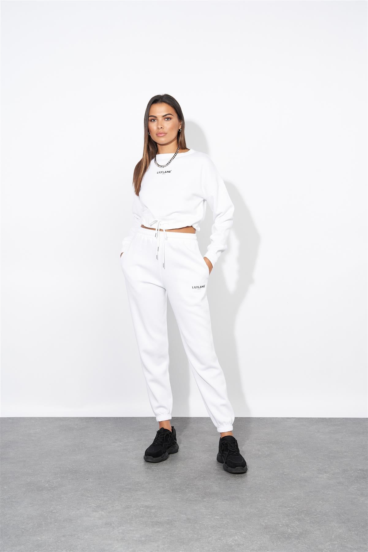 Ladies Lily Lane Josephina Crop Sweat White