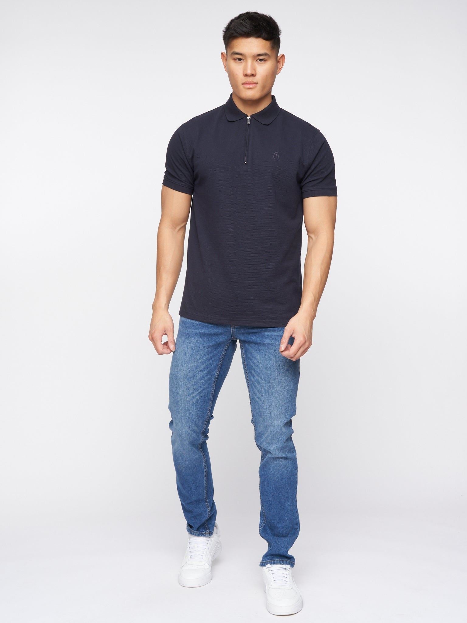 Crosshatch Mens Malcolm Slim Fit Jeans Stone Wash