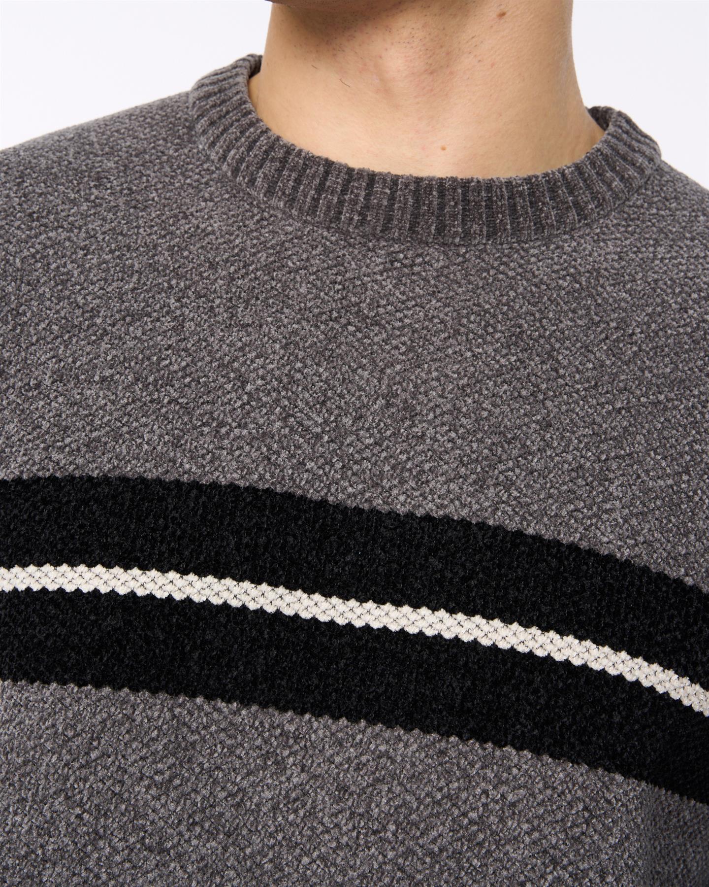 Mens Roundall Chenille Knit Grey Marl