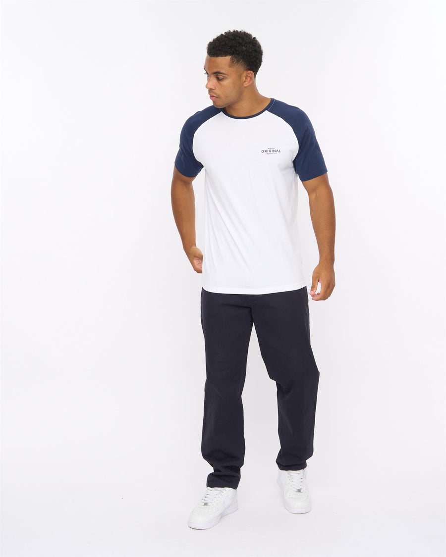 Mens Meza T-Shirt White/Navy