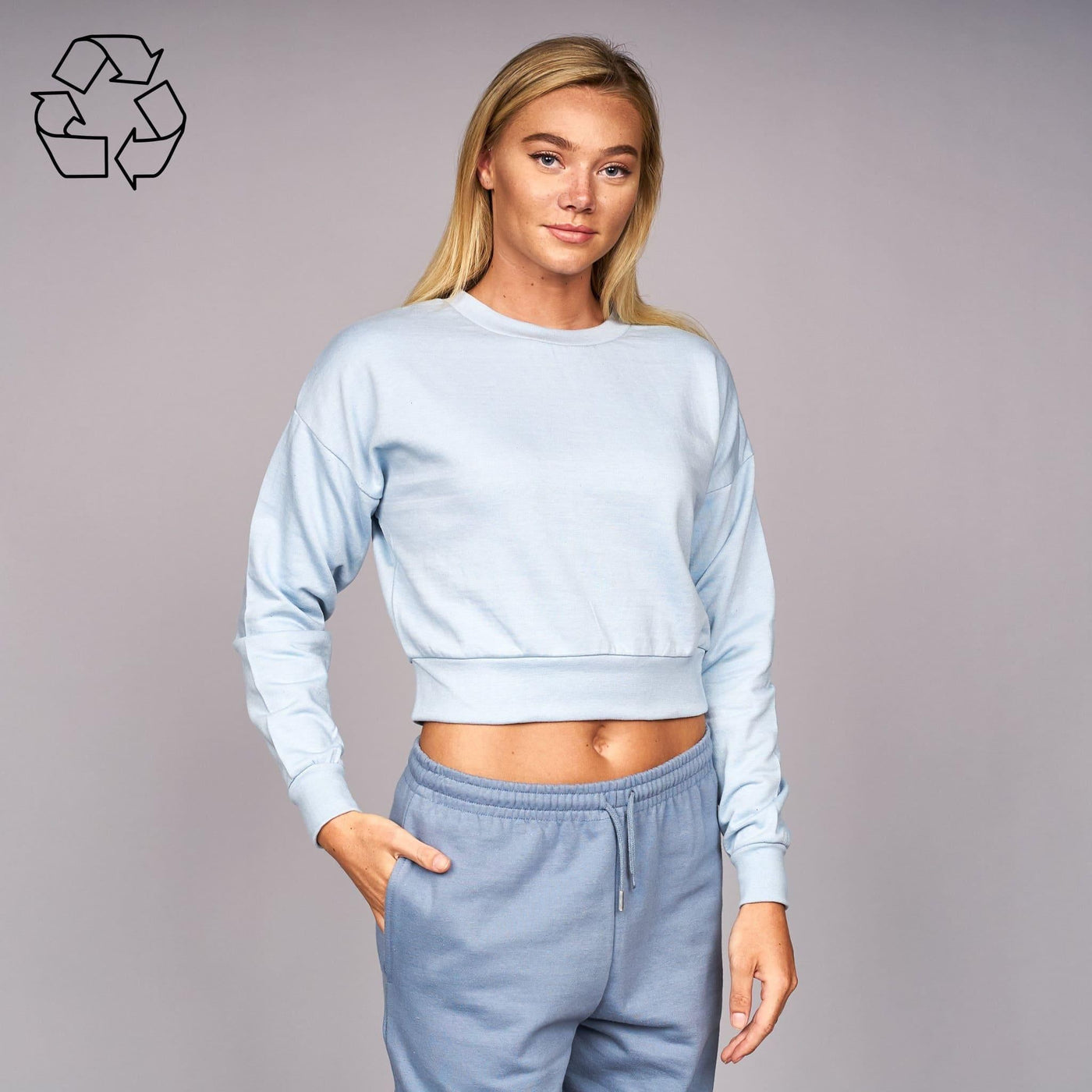 Womens Catalina Crop Crew Sweat Dusty Blue