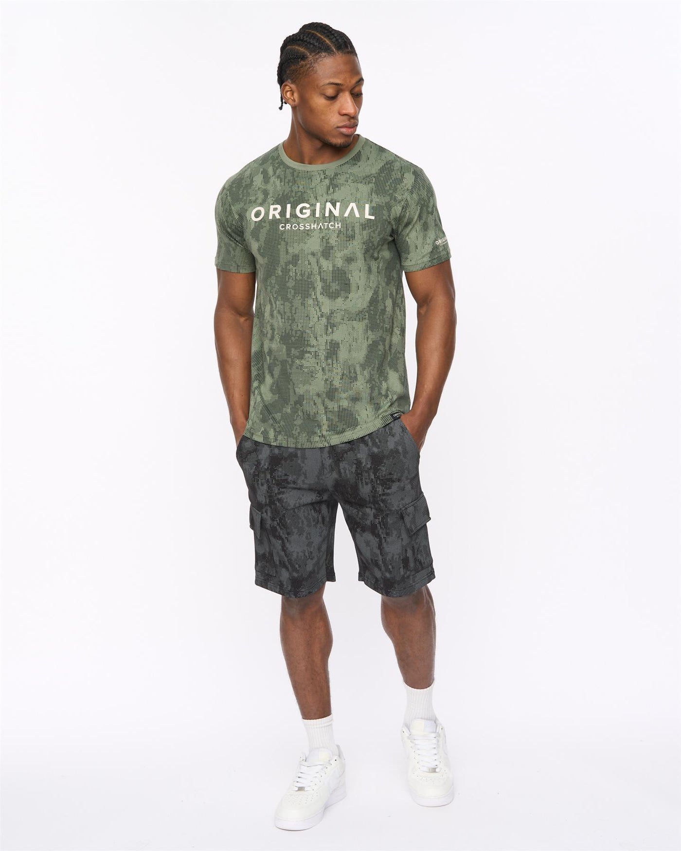Mens Bardon Camo Cargo Shorts Black