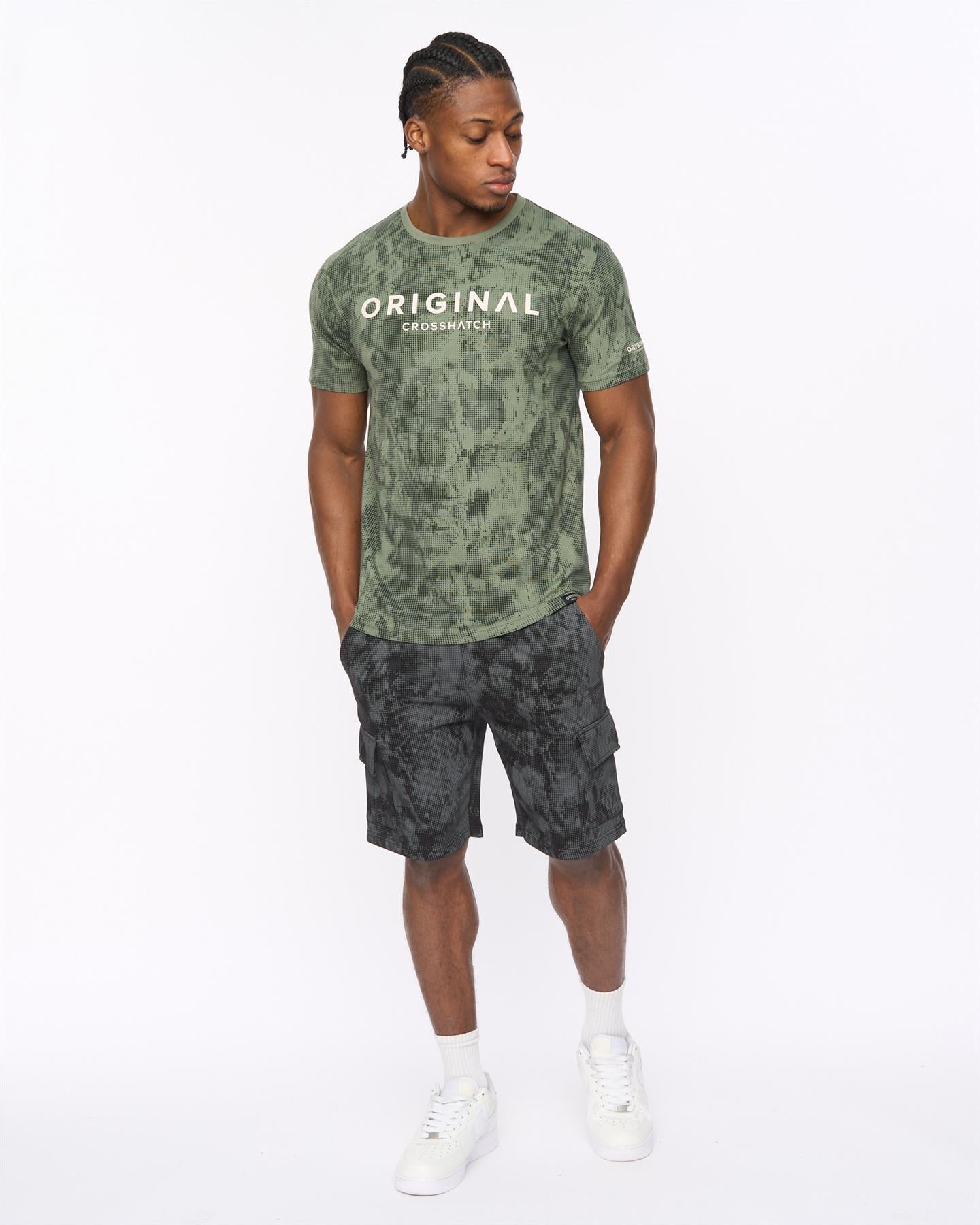 Mens Bardon Camo Cargo Shorts Black