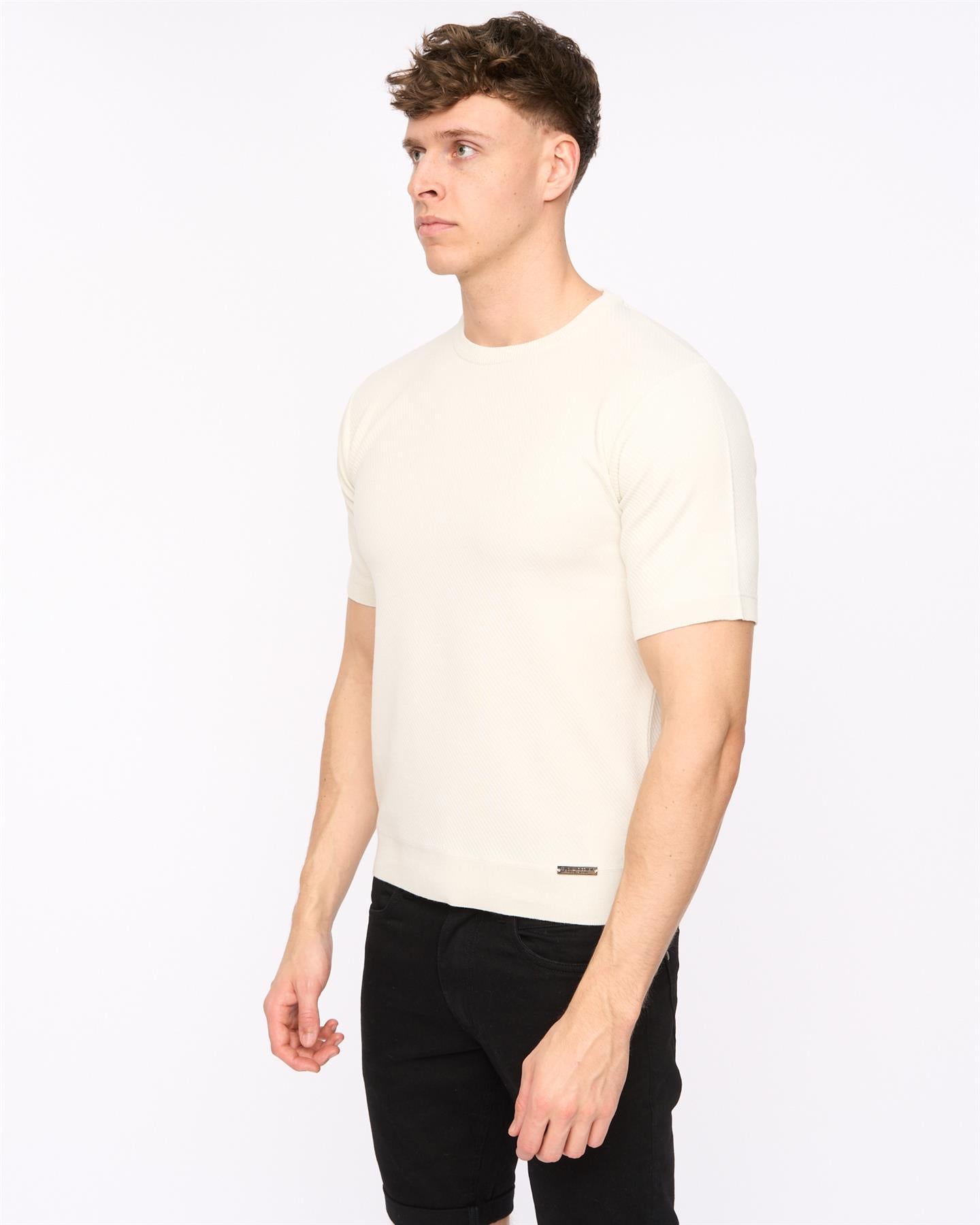 Mens Marvela Knit T-Shirt Light Stone