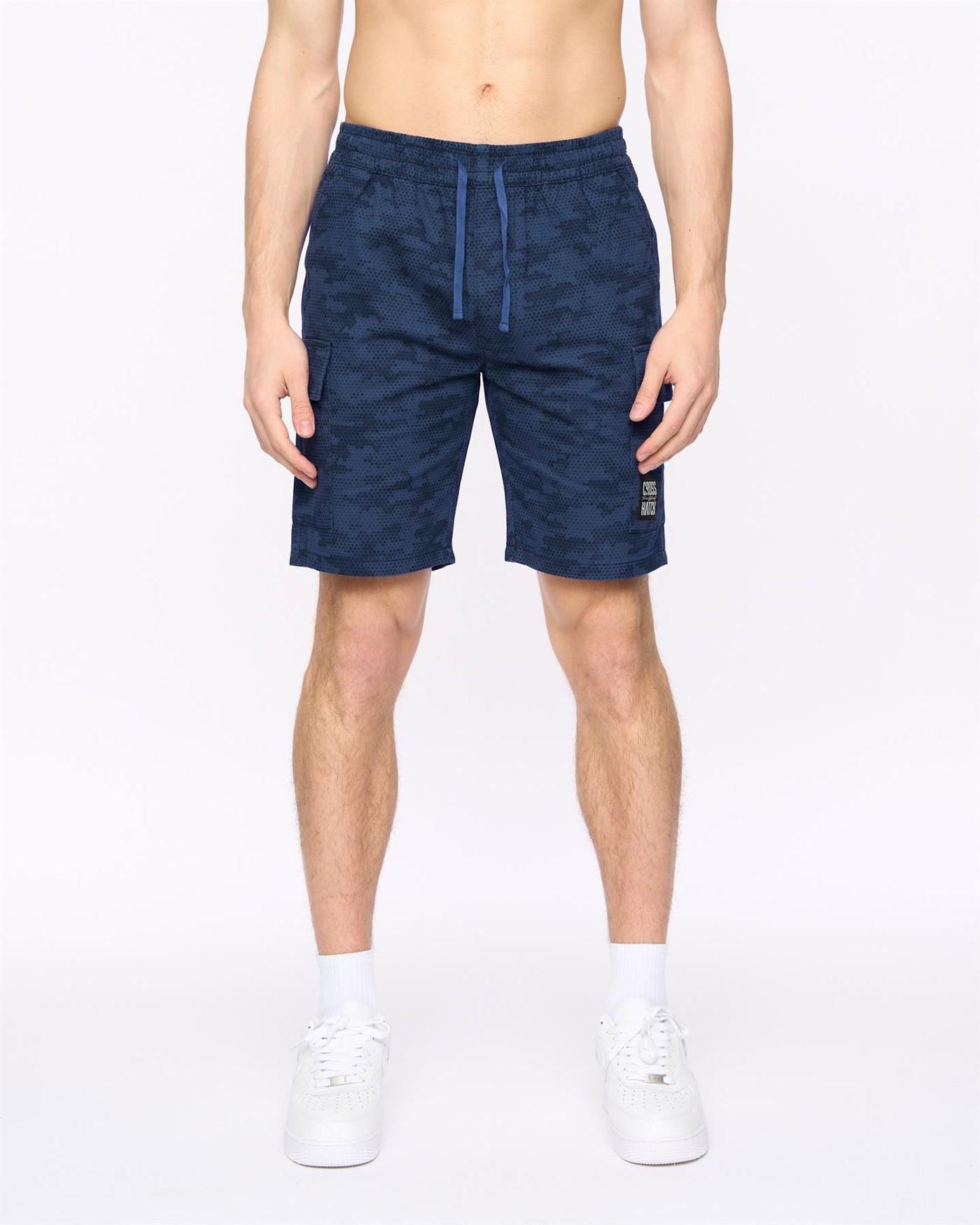 Mens Janscore Elastic Waist Cargo Shorts Navy