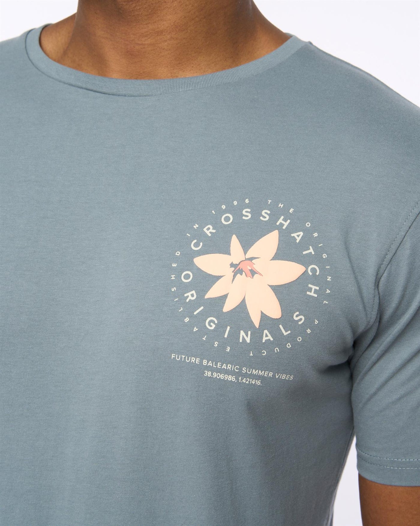 Mens Flowered T-Shirt Blue