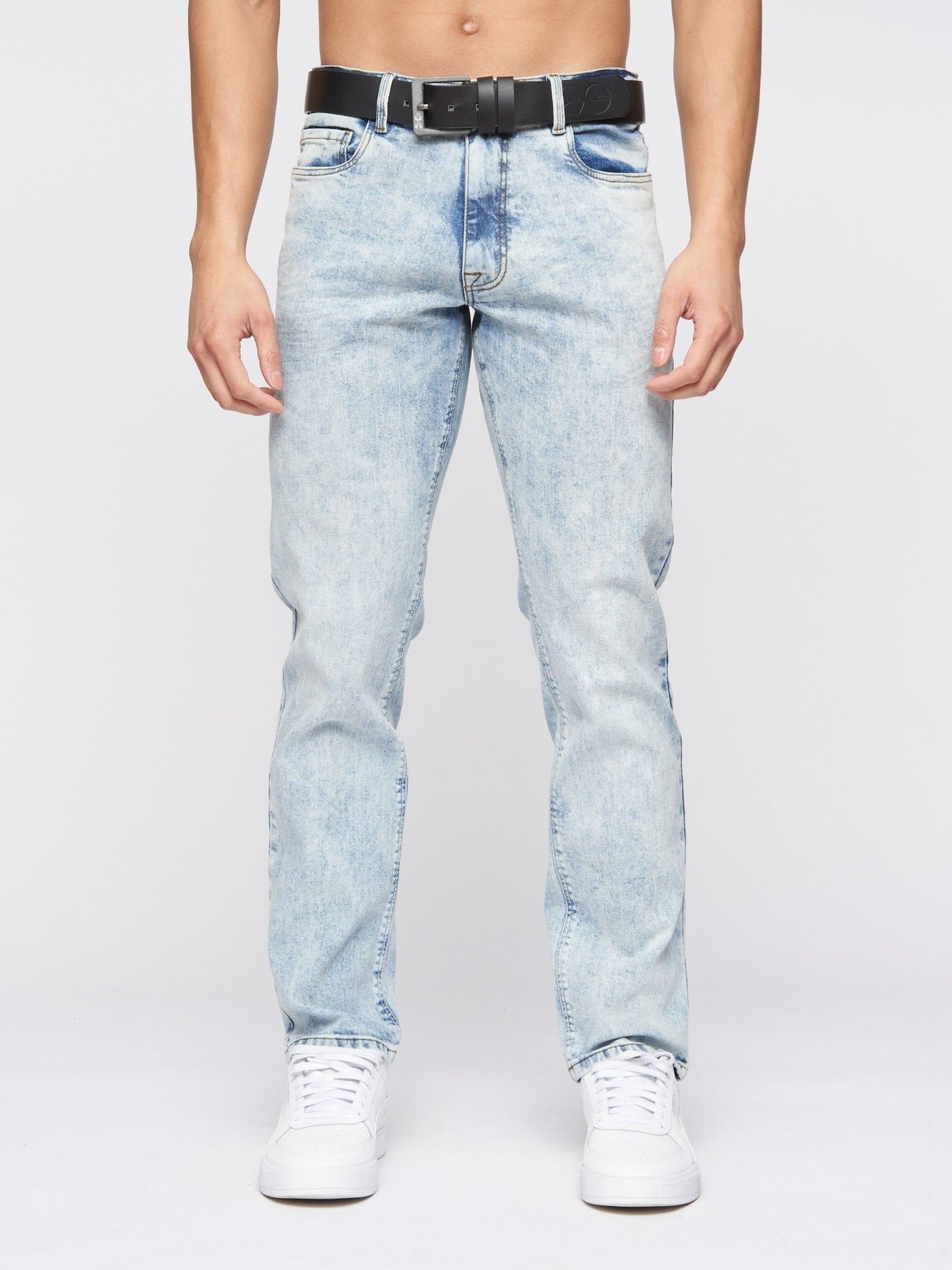 Crosshatch Mens Cadman Straight Jeans Light Wash