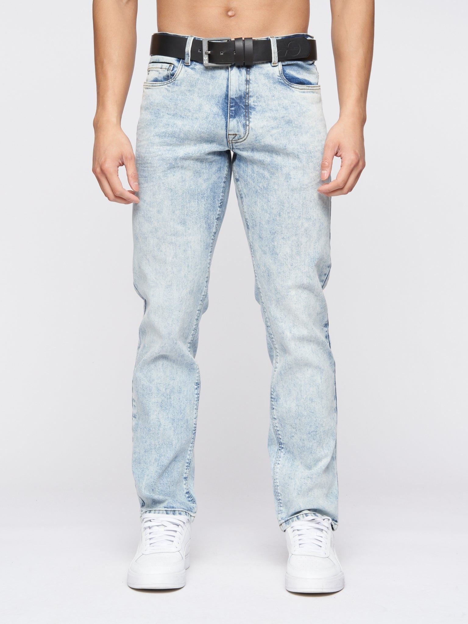 Crosshatch Mens Cadman Straight Jeans Light Wash