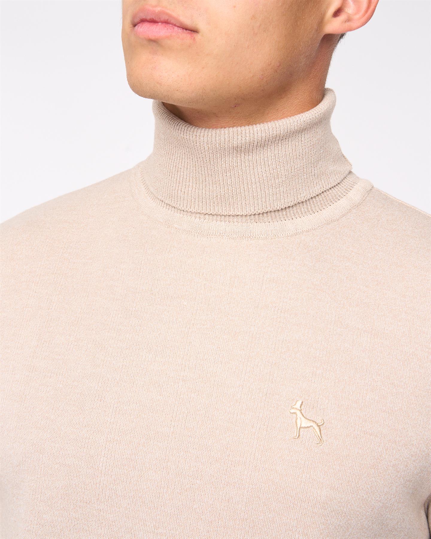 Mens  Cliveden Turtle Neck Knit Off White Marl