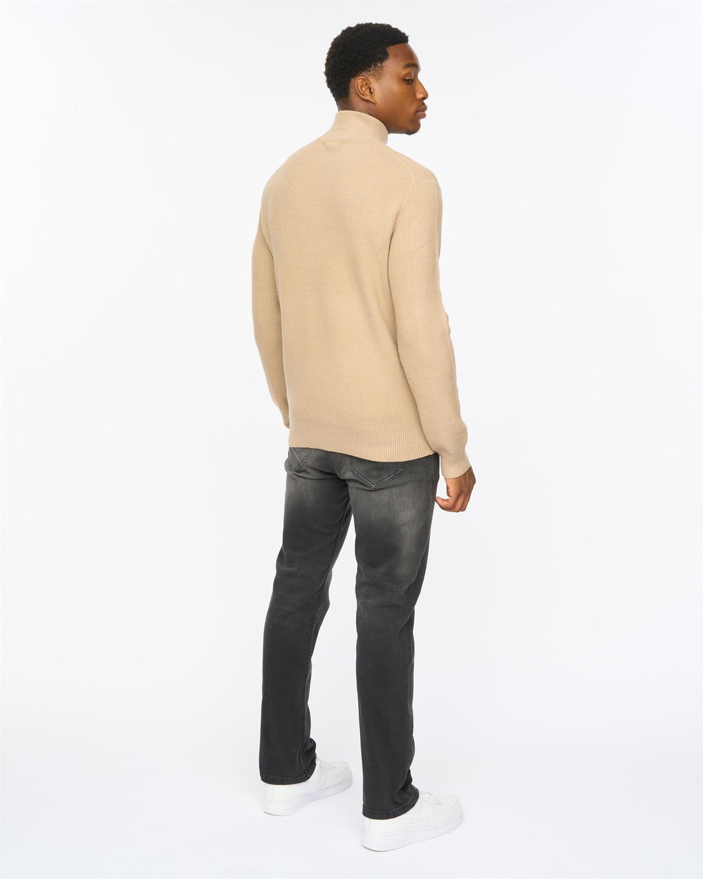 Mens Potenza 1/4 Zip Knit Stone