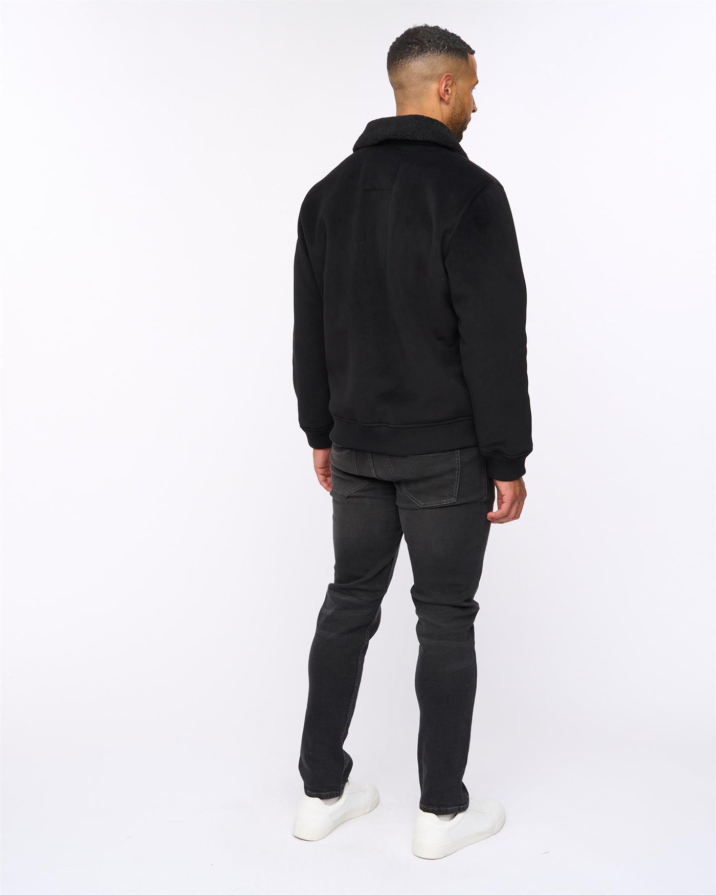 Lauwin Faux Suede Bomber Jacket Black