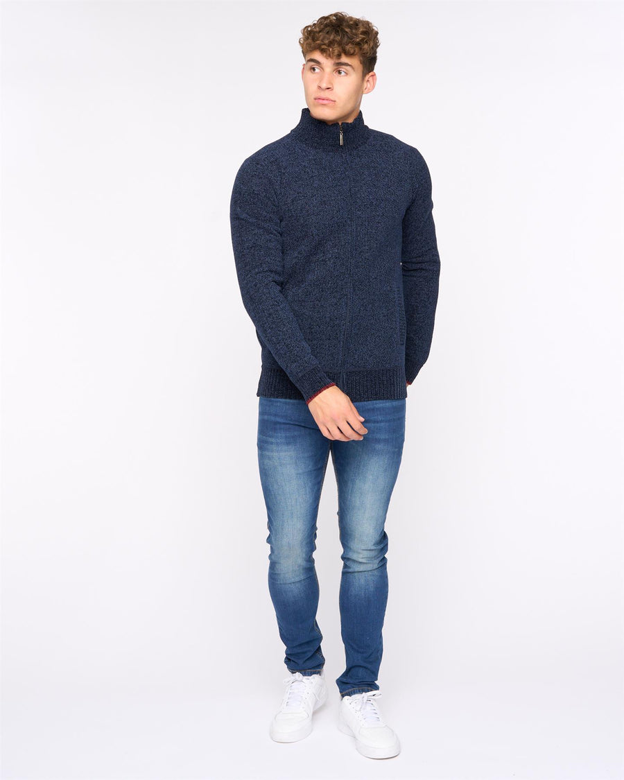 Mens Gladstone Funnel Kneck Zip Knit Navy