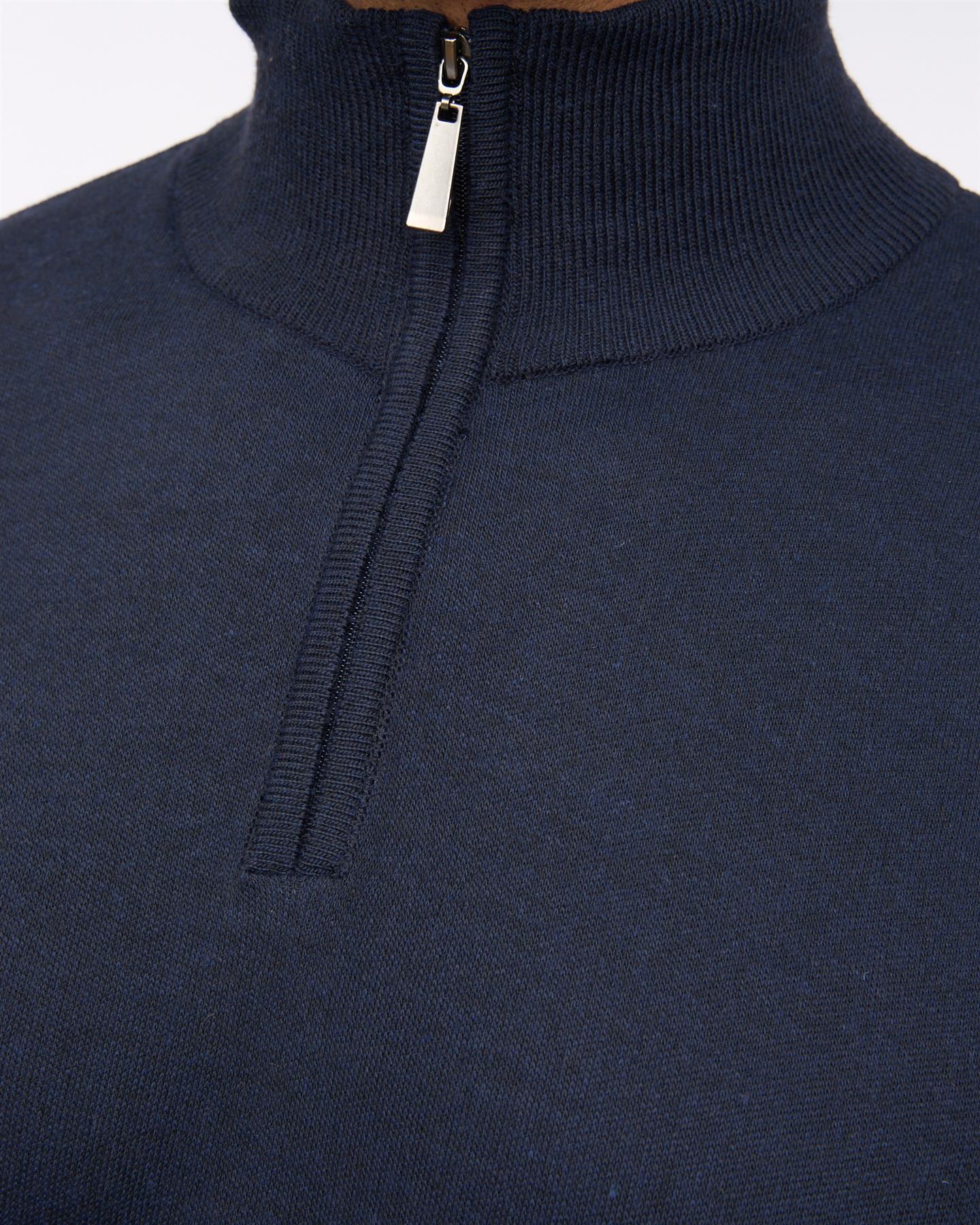 Delloway 1/4 Zip Funnel Neck Jumper Navy
