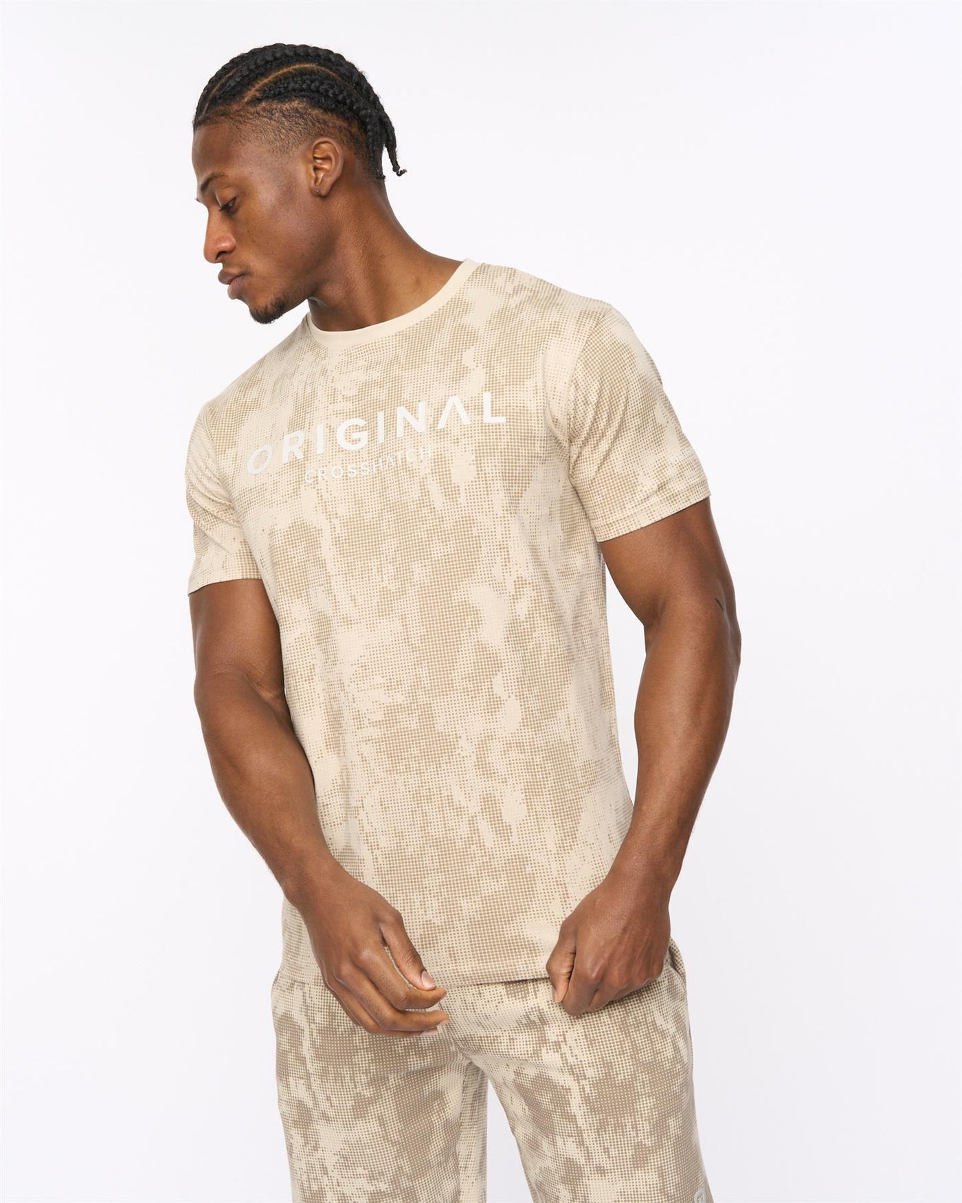Mens Bardon Camo T-Shirt Light Stone