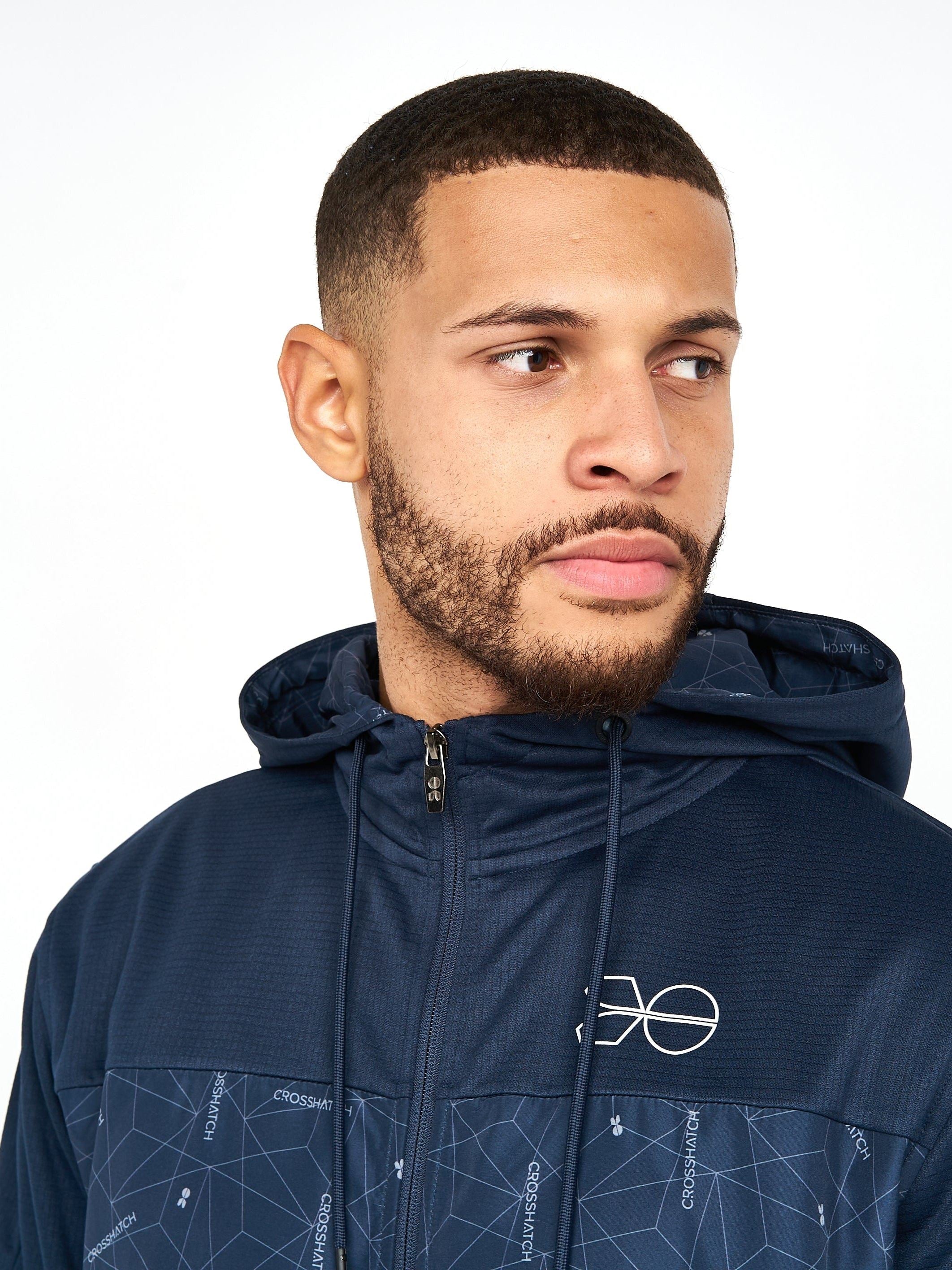 Mens Pyramid Zip Thru Tracktop Navy