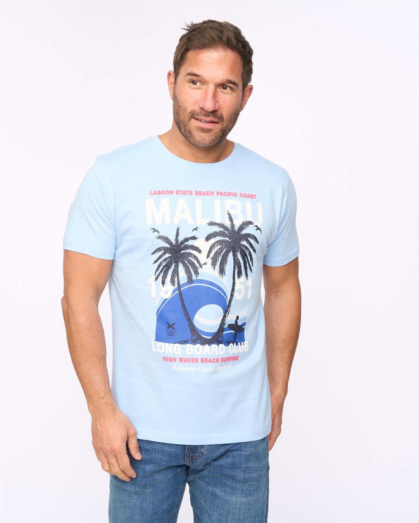 Mens Malwaves T-Shirt Light Blue