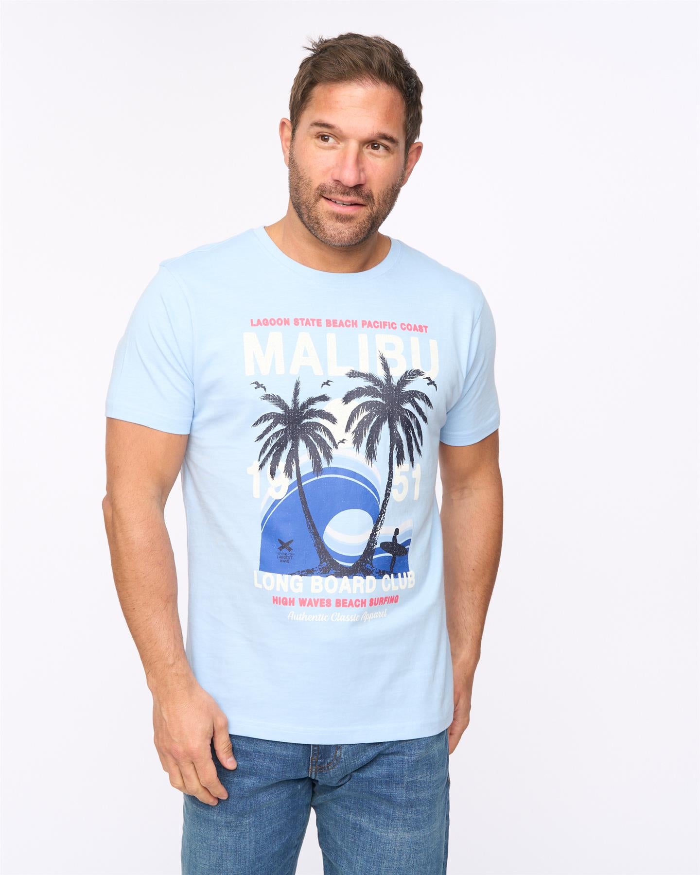 Mens Malwaves T-Shirt Light Blue